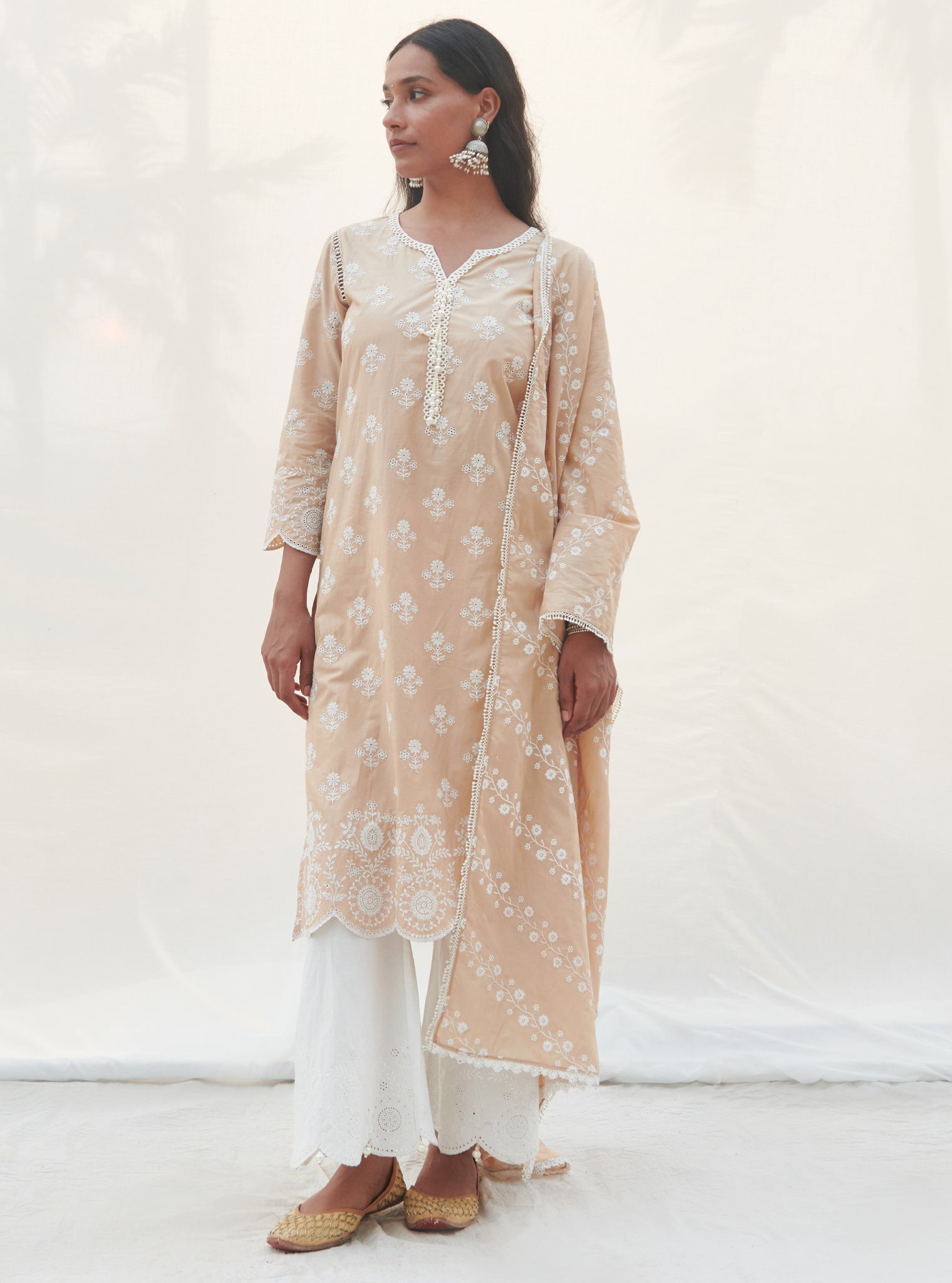 Mulmul Supima Cotton Arpora Beige kurta