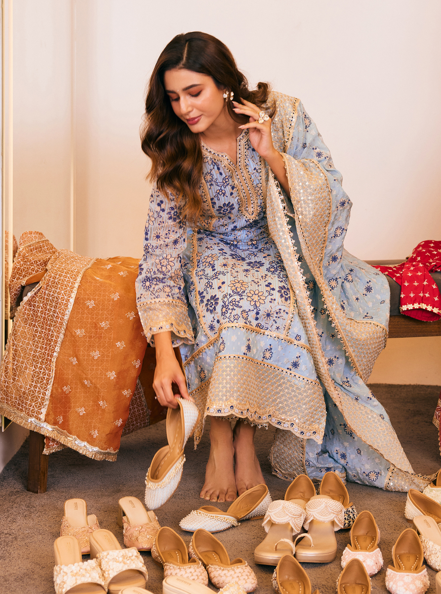 Lalisa Banarsi Light Blue Kurta Set