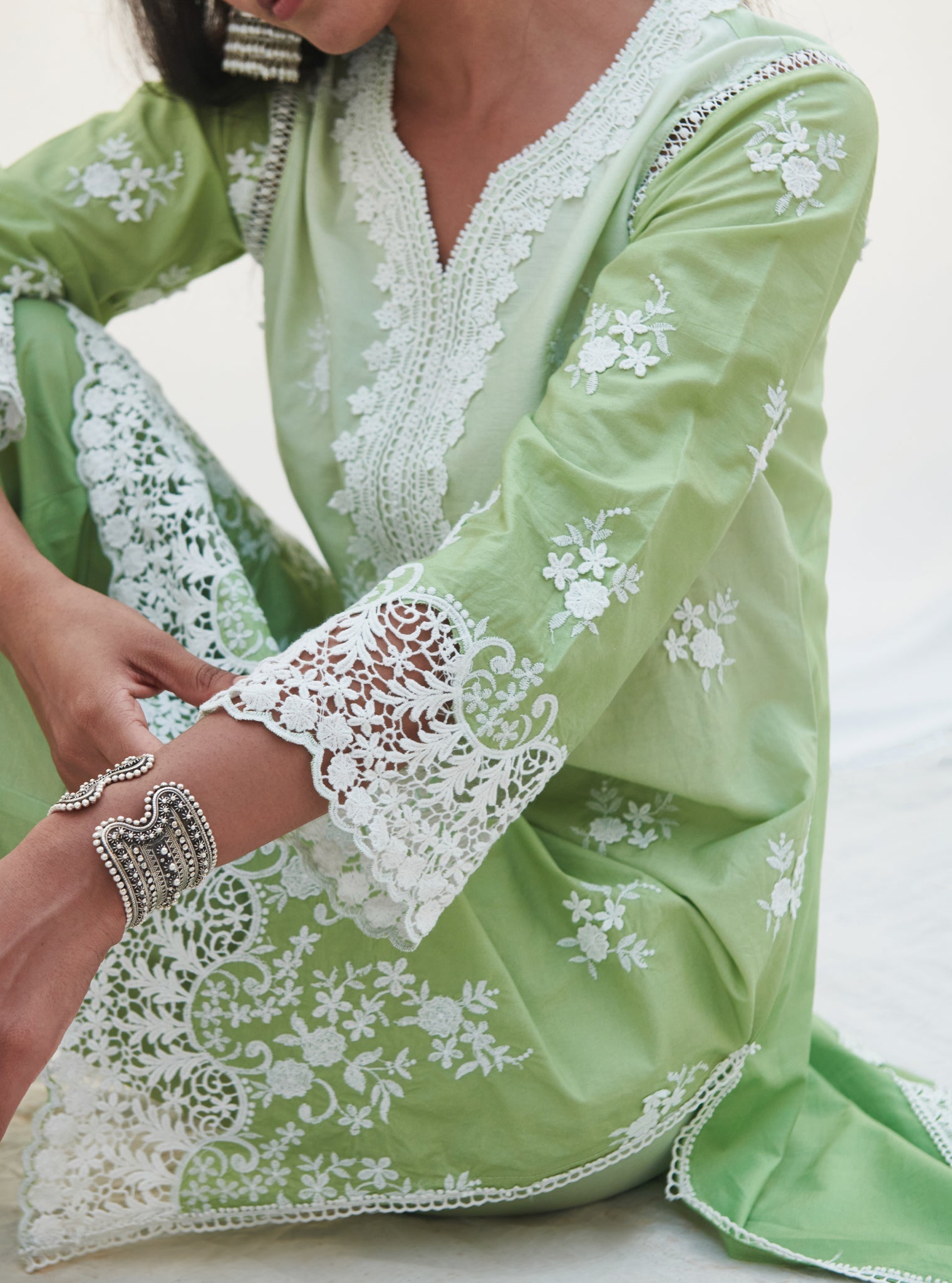 Chapoli Supima Cotton Green Kurta Set