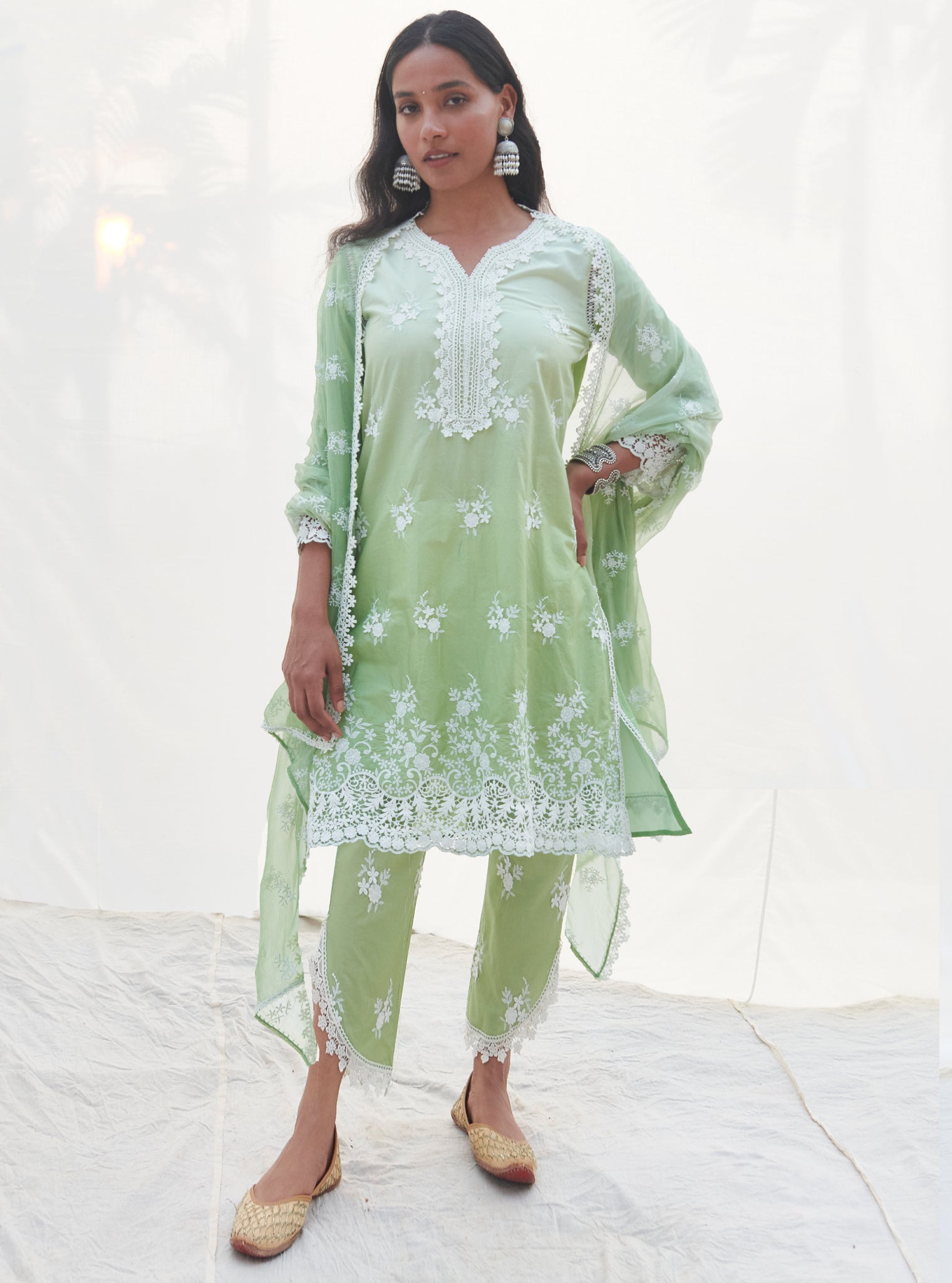 Chapoli Supima Cotton Green Kurta Set