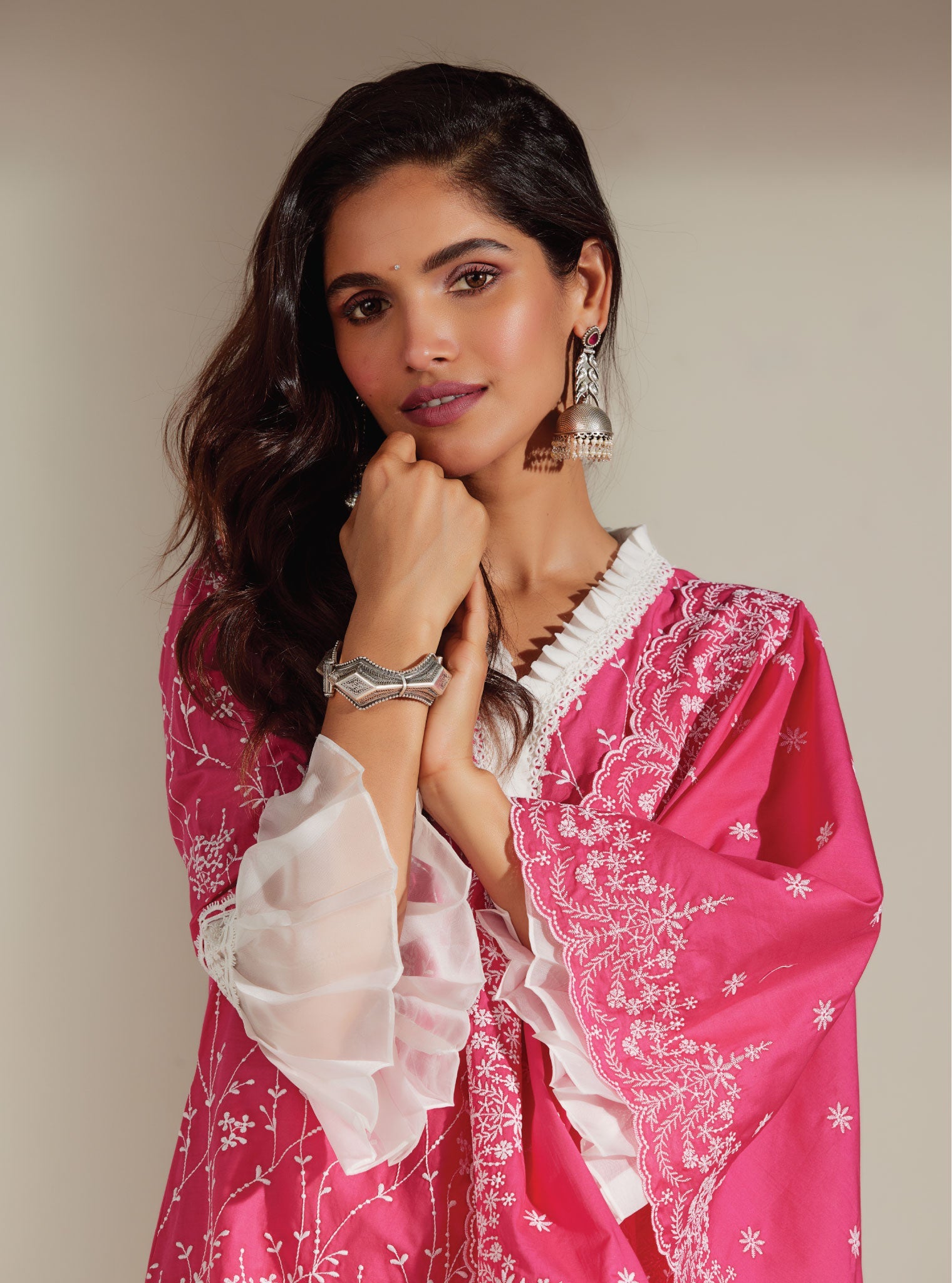 Carmen Supima Cotton Pink Kurta Set