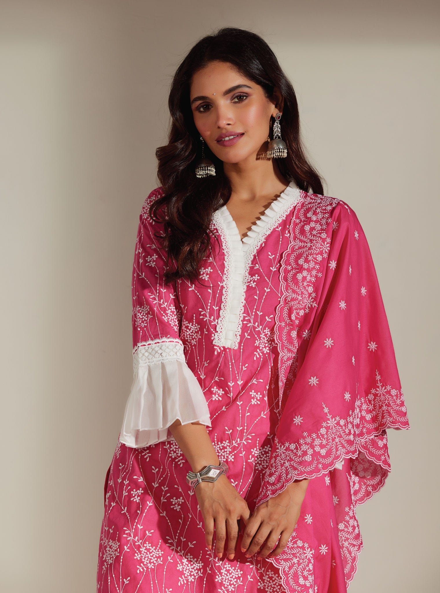 Carmen Supima Cotton Pink Kurta Set