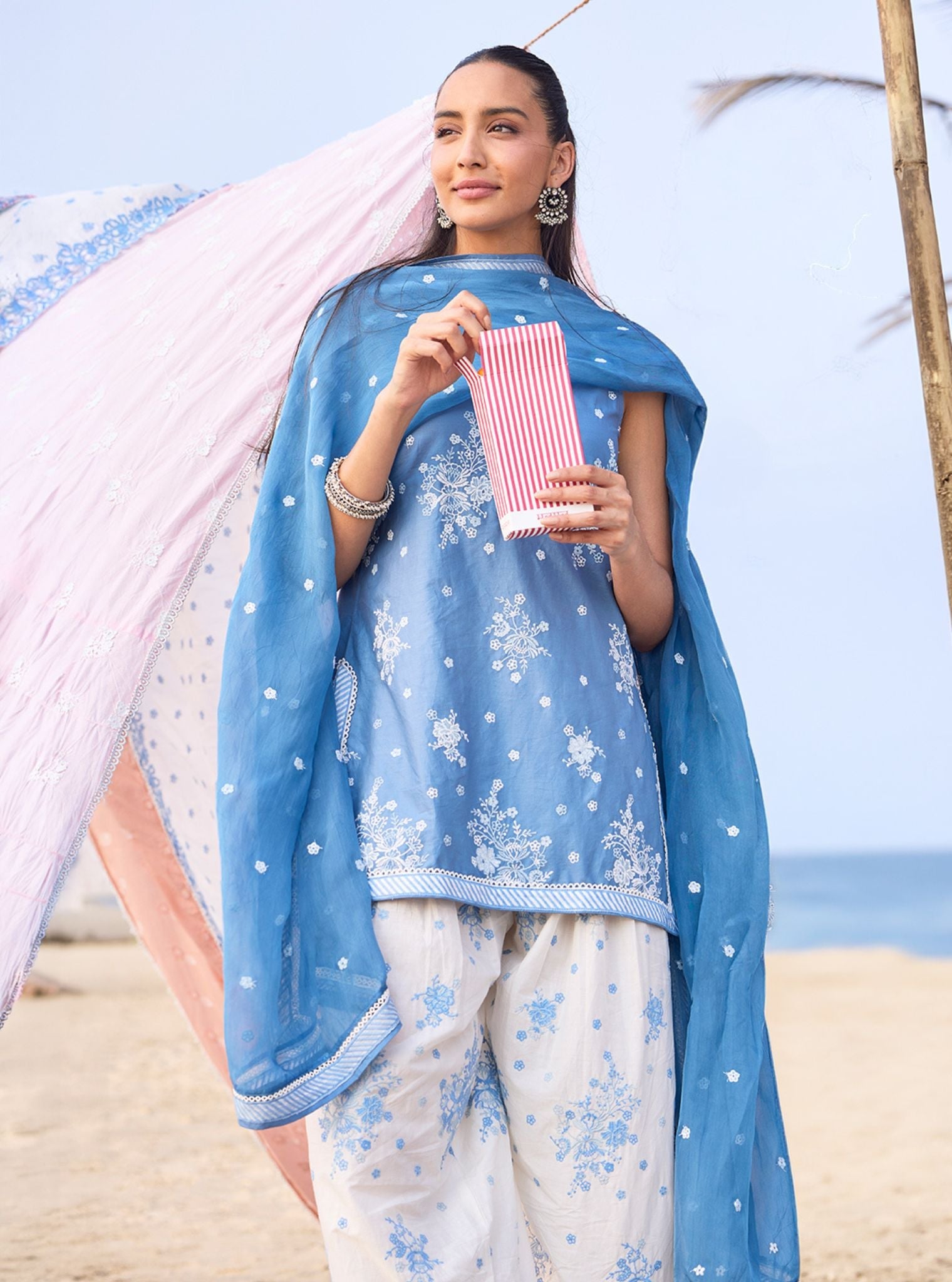 Liva Supima Cotton Steel Blue Kurta Set