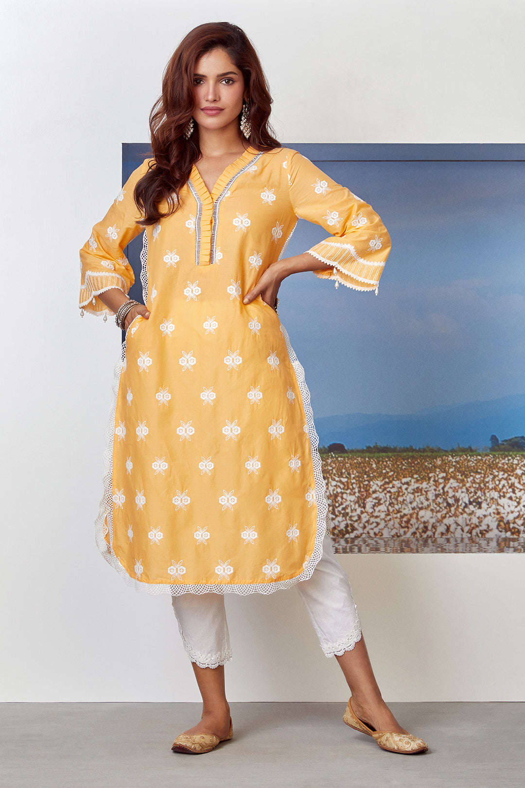 Mulmul Supima Cotton Dawn Orange Kurta