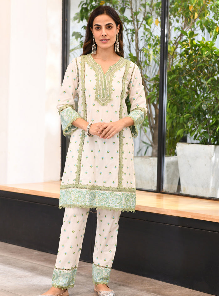Mulmul Supima Cotton Elsie Kurta Off White