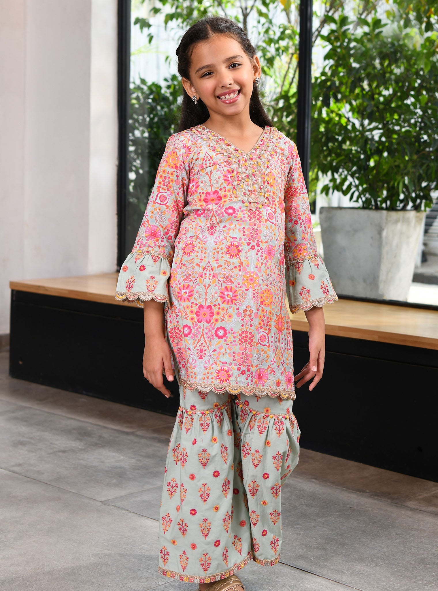 Grace Supima Cotton Green Kurta with Garara Set