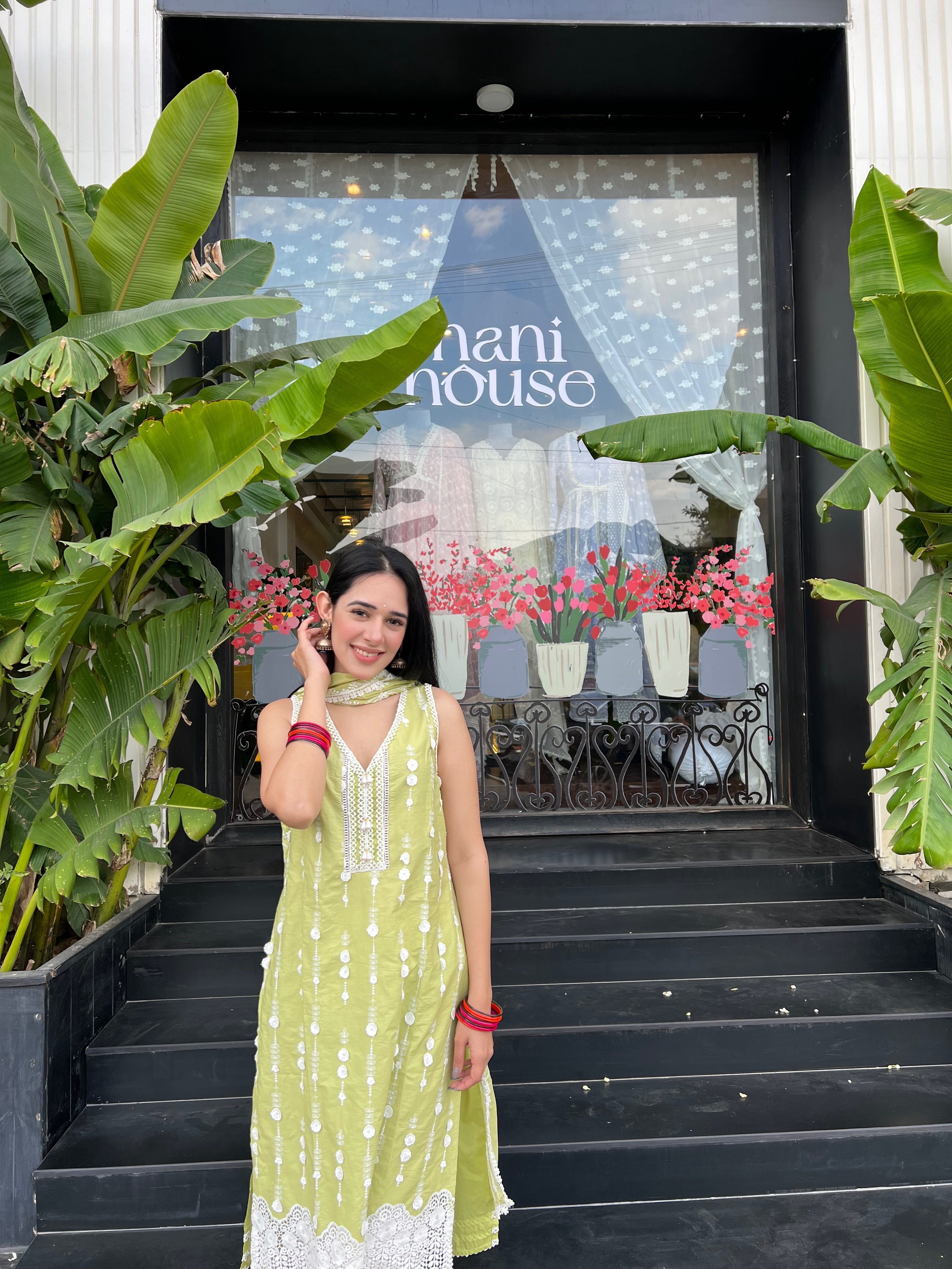 Naroa Supima Cotton Lime Kurta Set