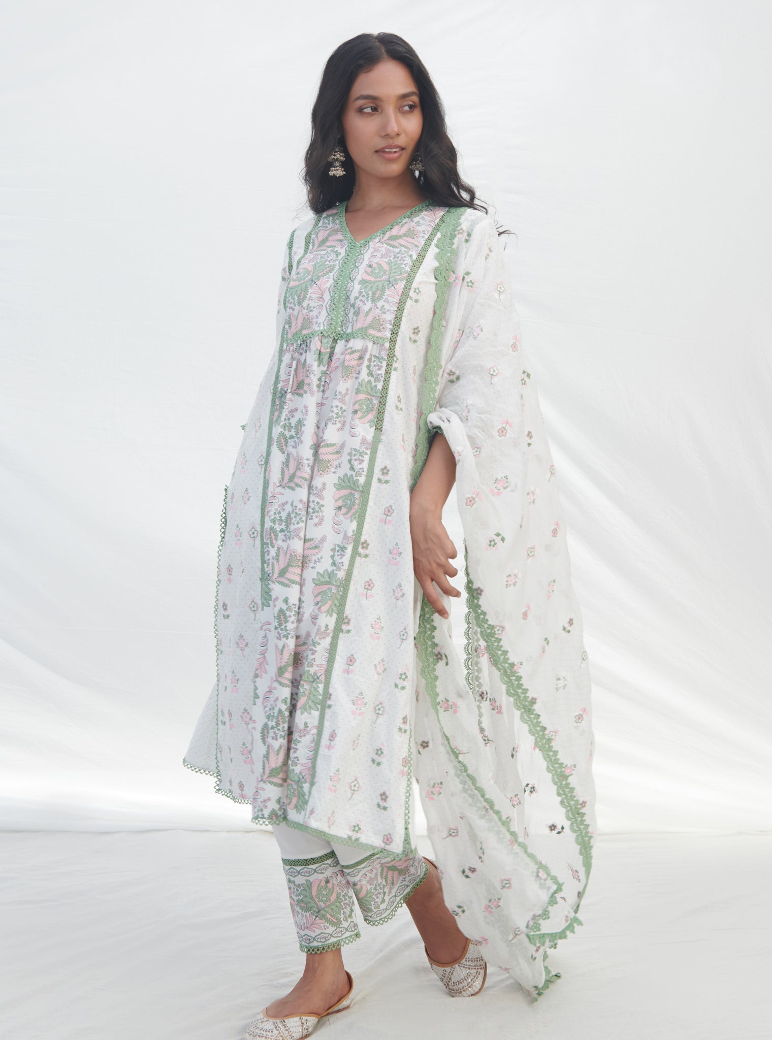Kalina Supima Cotton Green Kurta Set