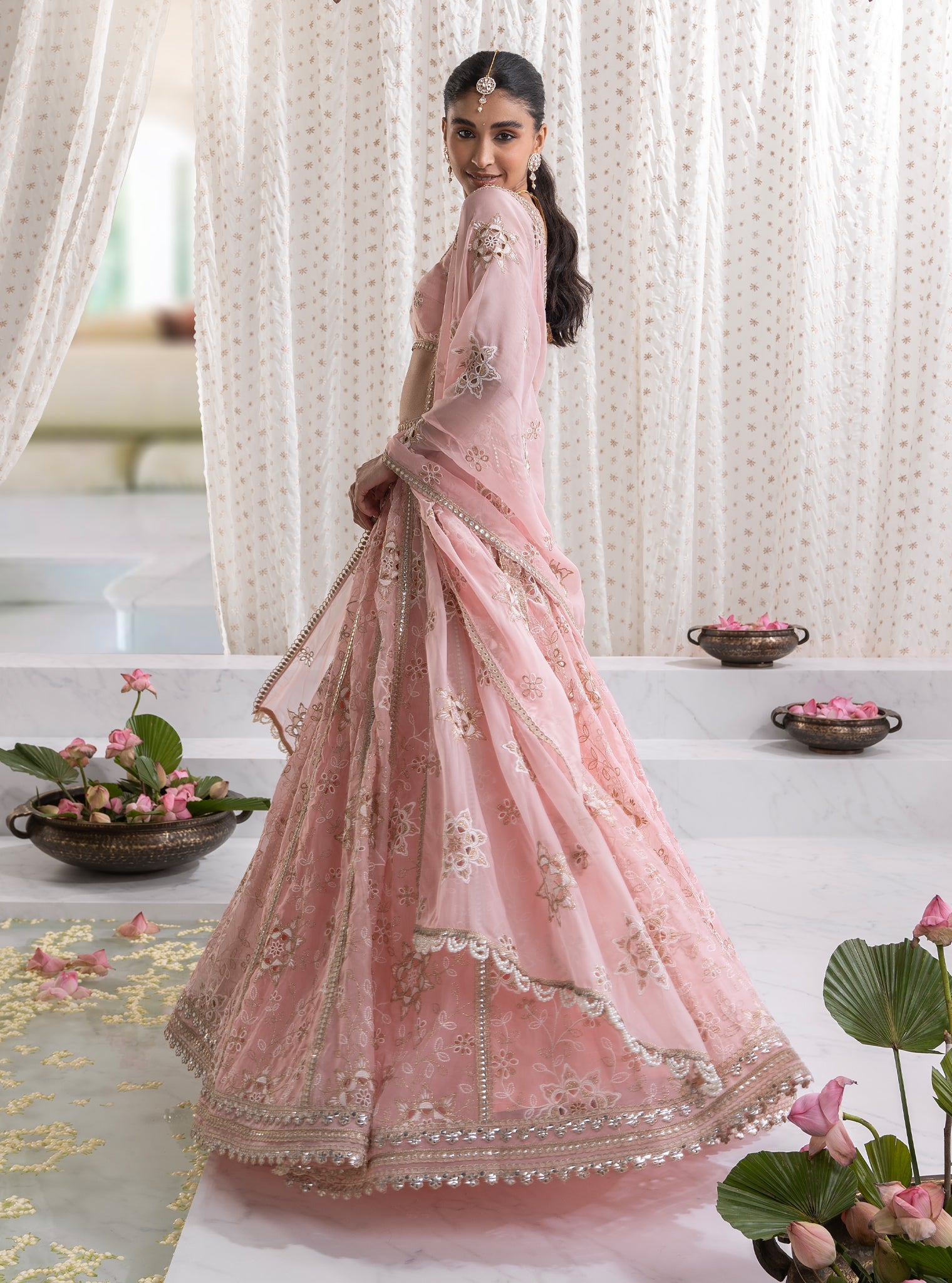 Kamali Organza Pink Lehenga