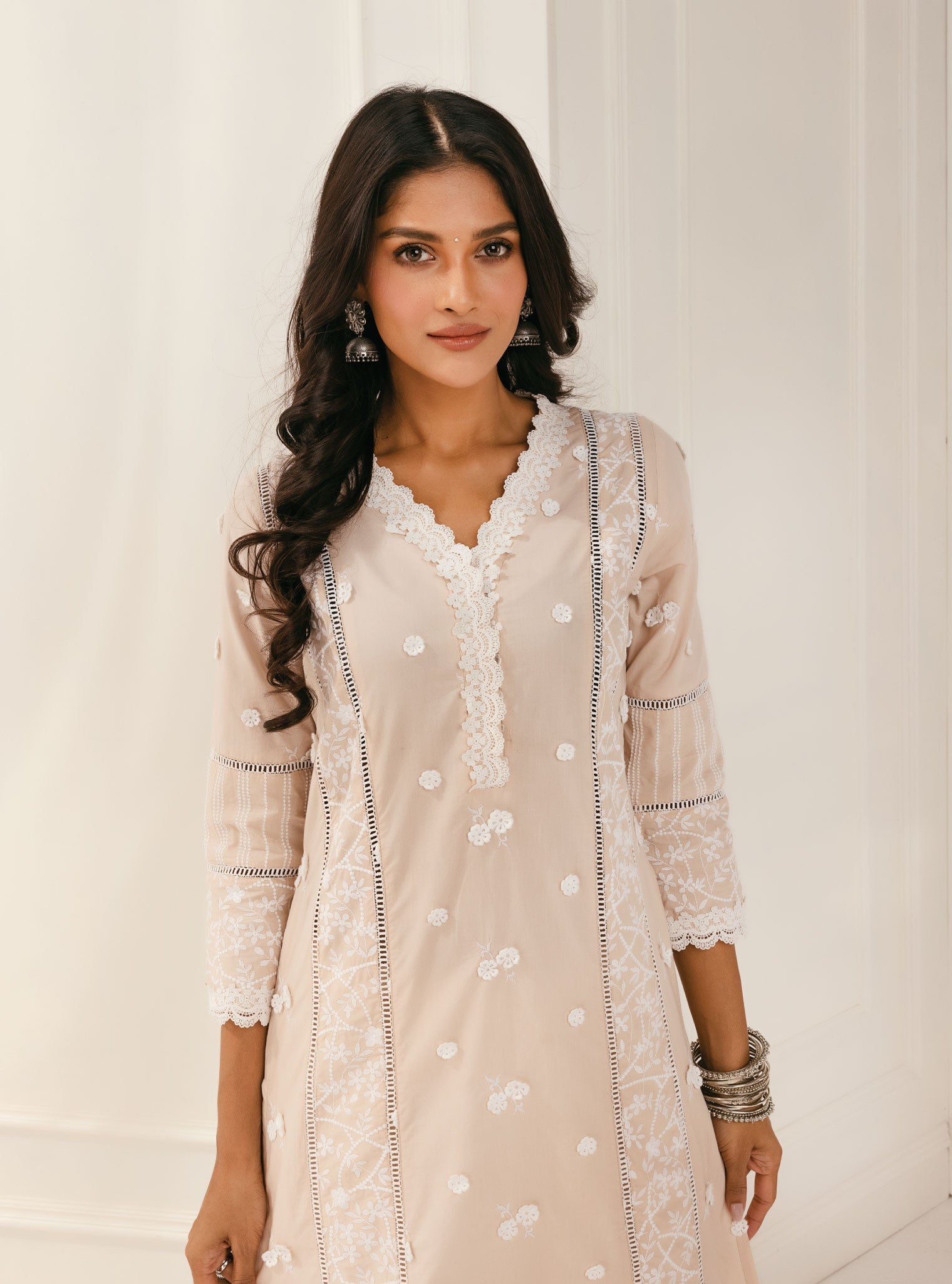 Kaza Supima Cotton Beige Kurta Set