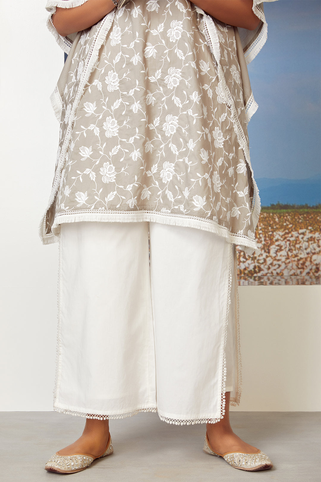 Mulmul Supima Cotton Lotus Pond Grey Kurta