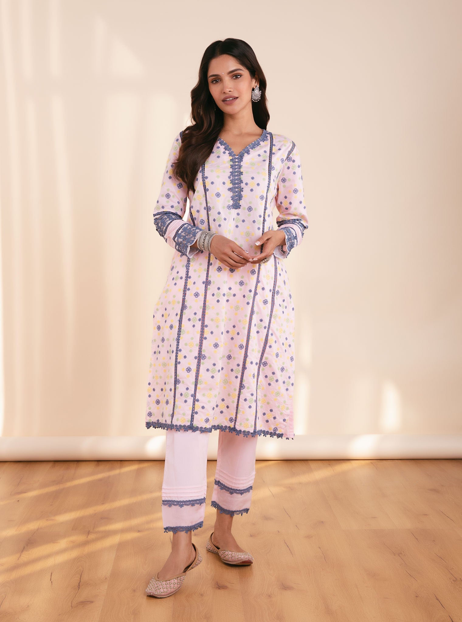 Layla Supima Cotton Pink Kurta Set