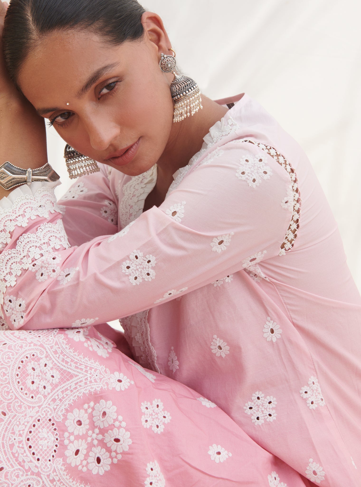 Mandovi Supima Cotton Pink Kurta Set