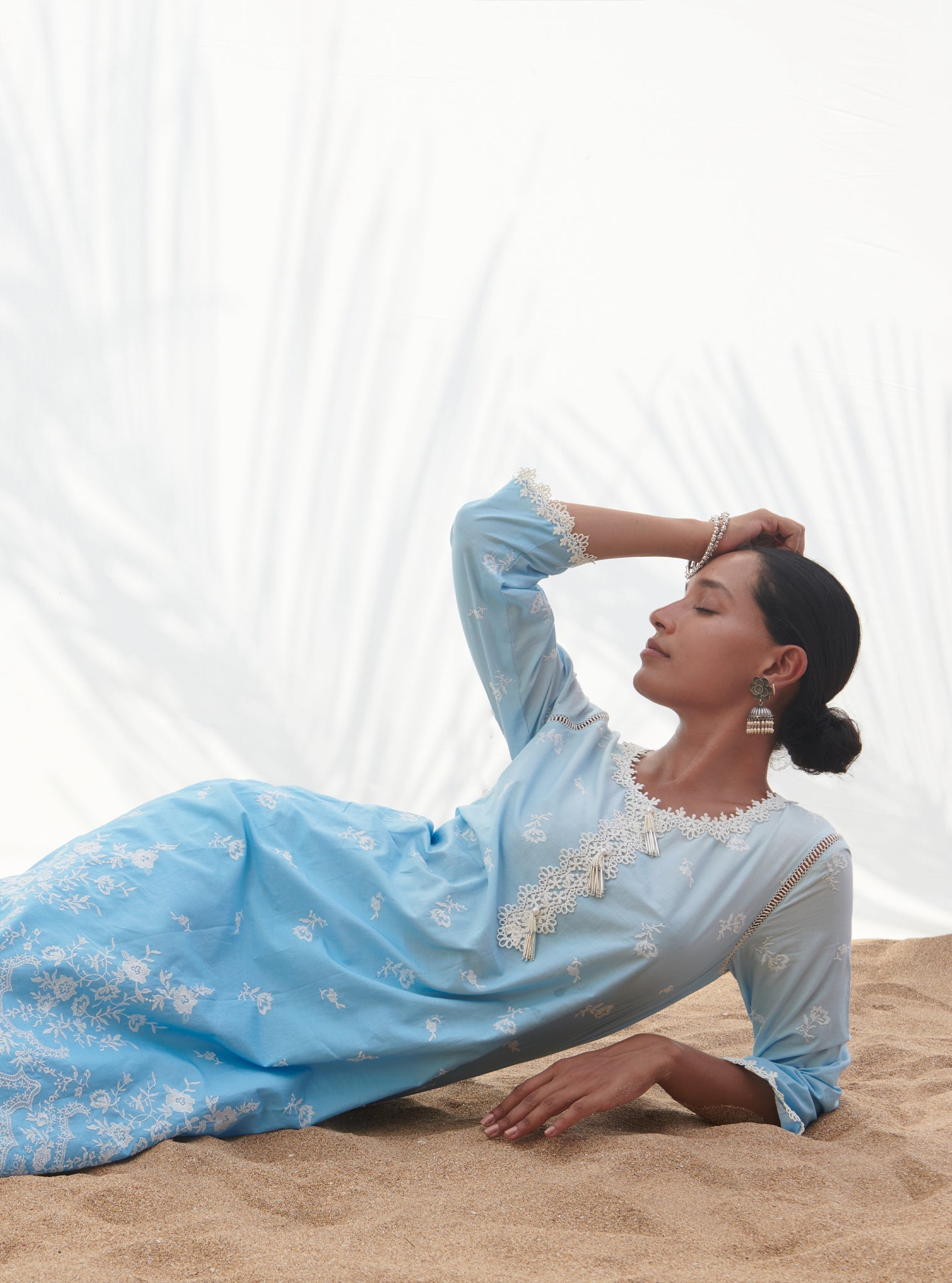 Mandre Supima Cotton Blue Kurta Set