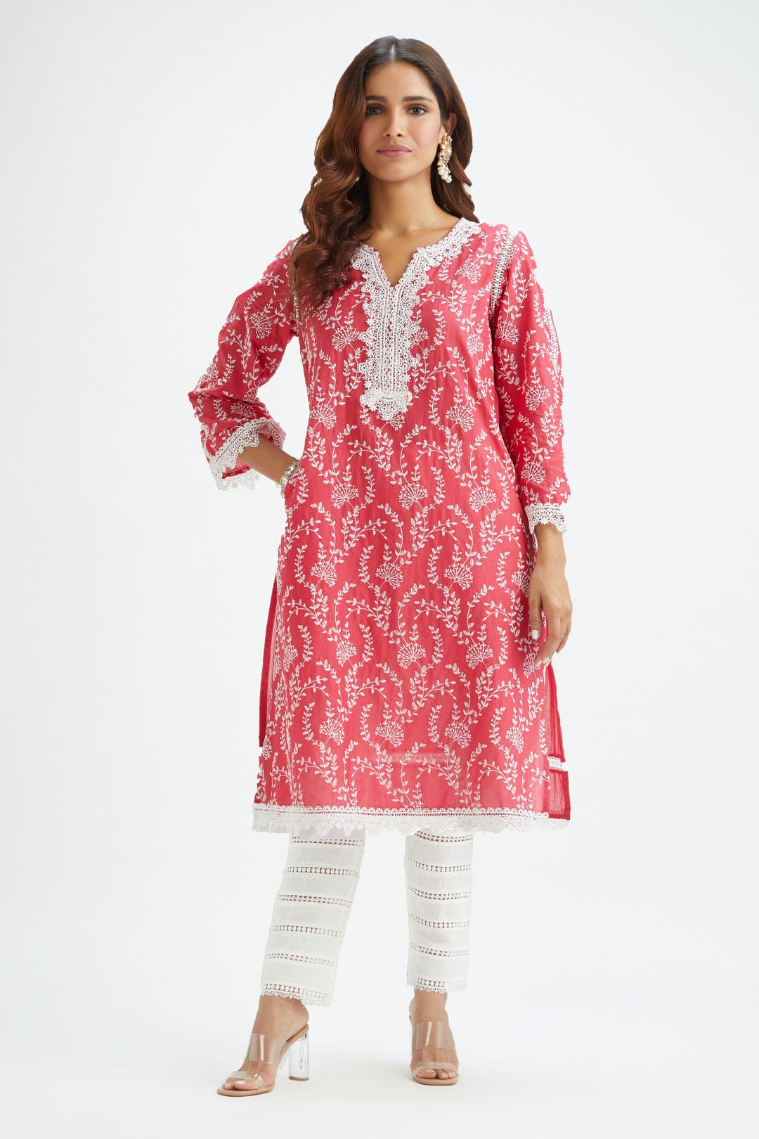 Mulmul Supima Cotton Merlin Red Kurta