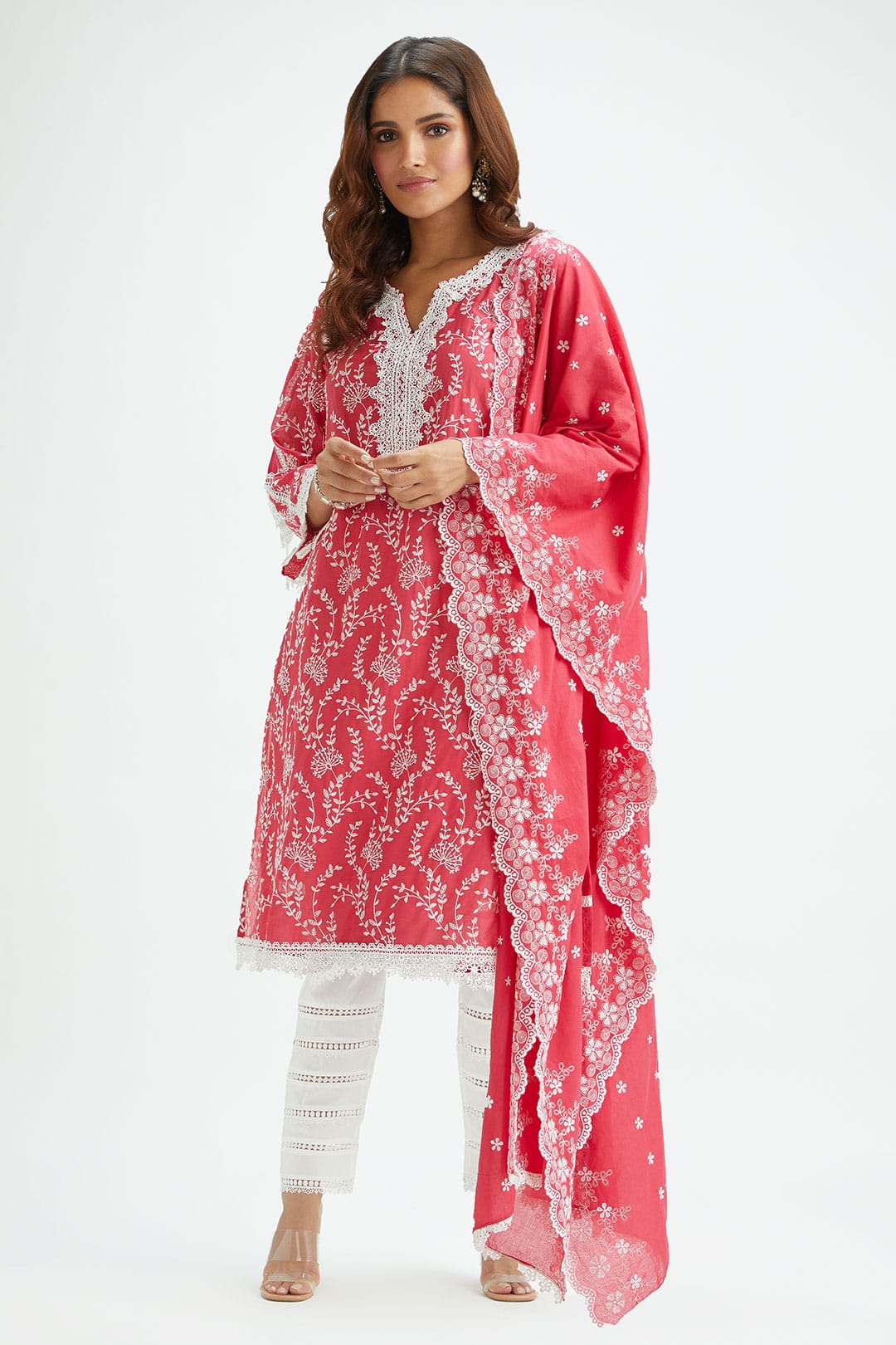Mulmul Supima Cotton Merlin Red Kurta