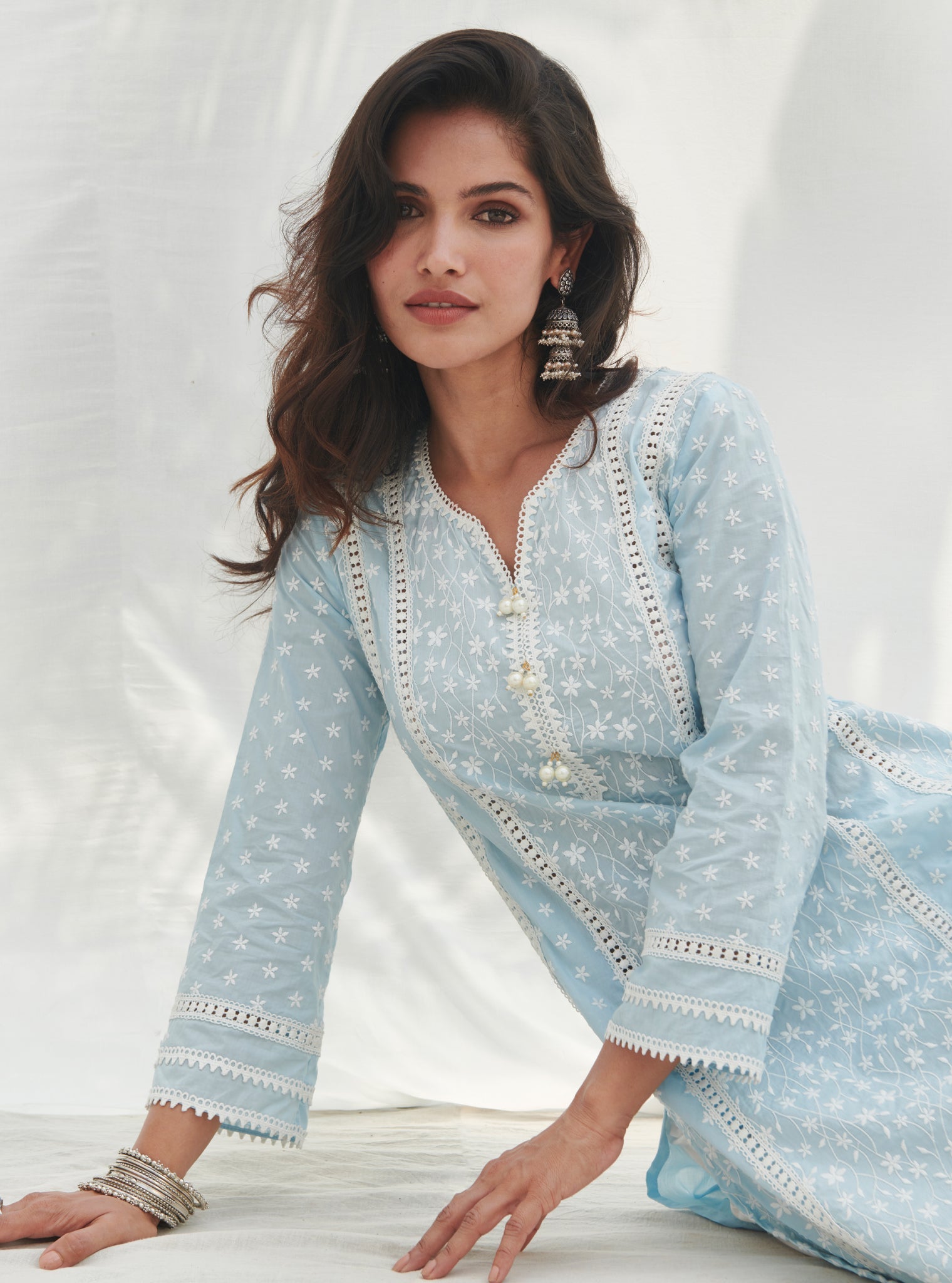 Moira Supima Cotton Blue Kurta Set