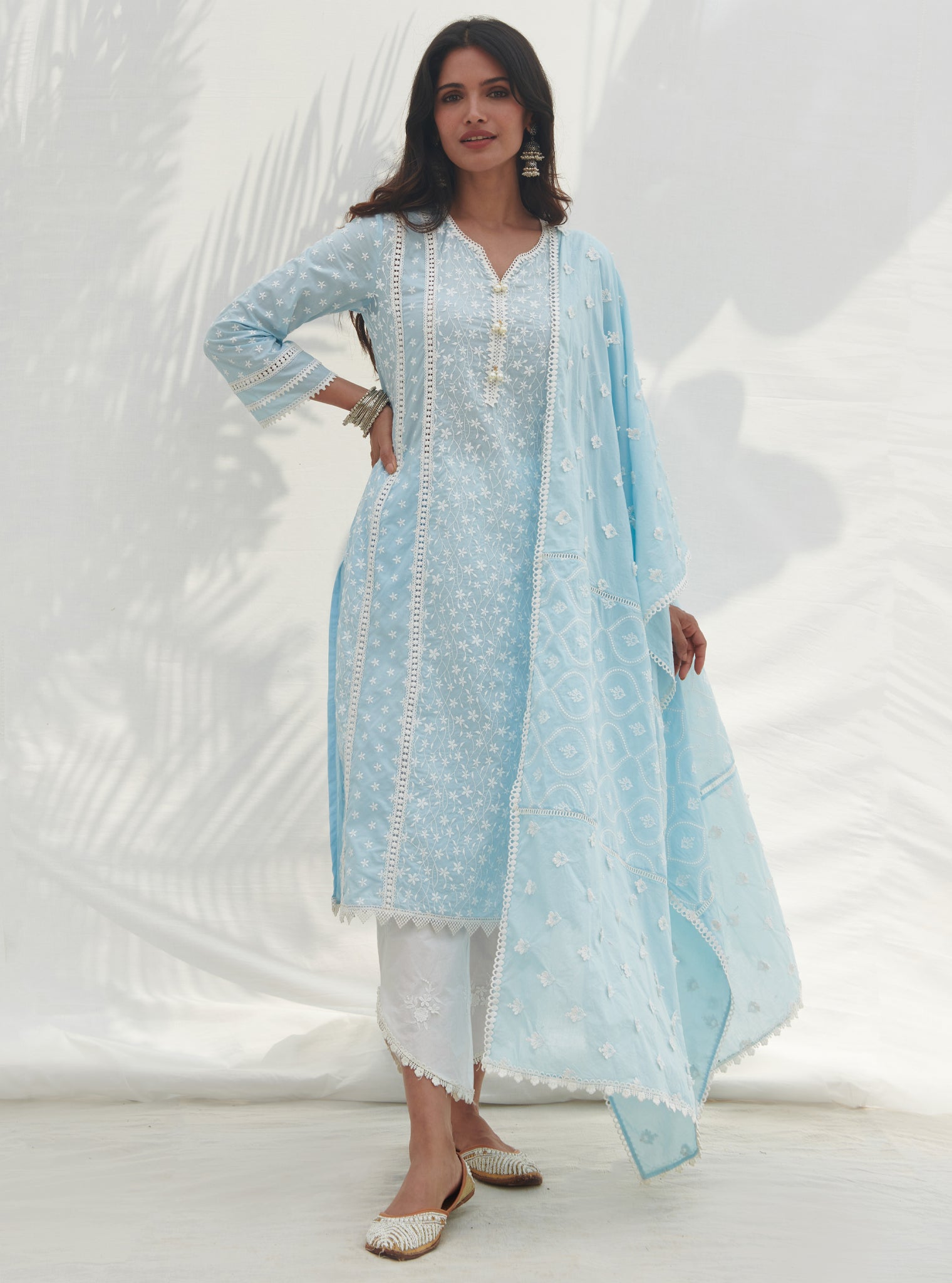 Moira Supima Cotton Blue Kurta Set