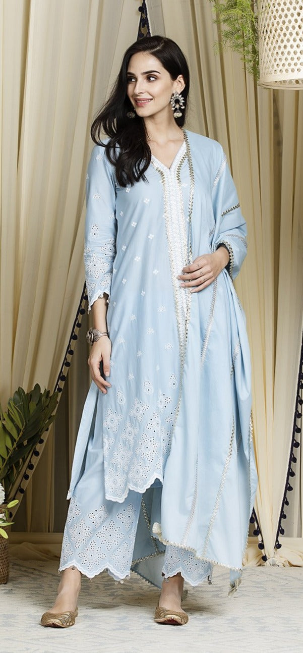 Mulmul Cotton Ophelia kurta With Ophelia Palazzo