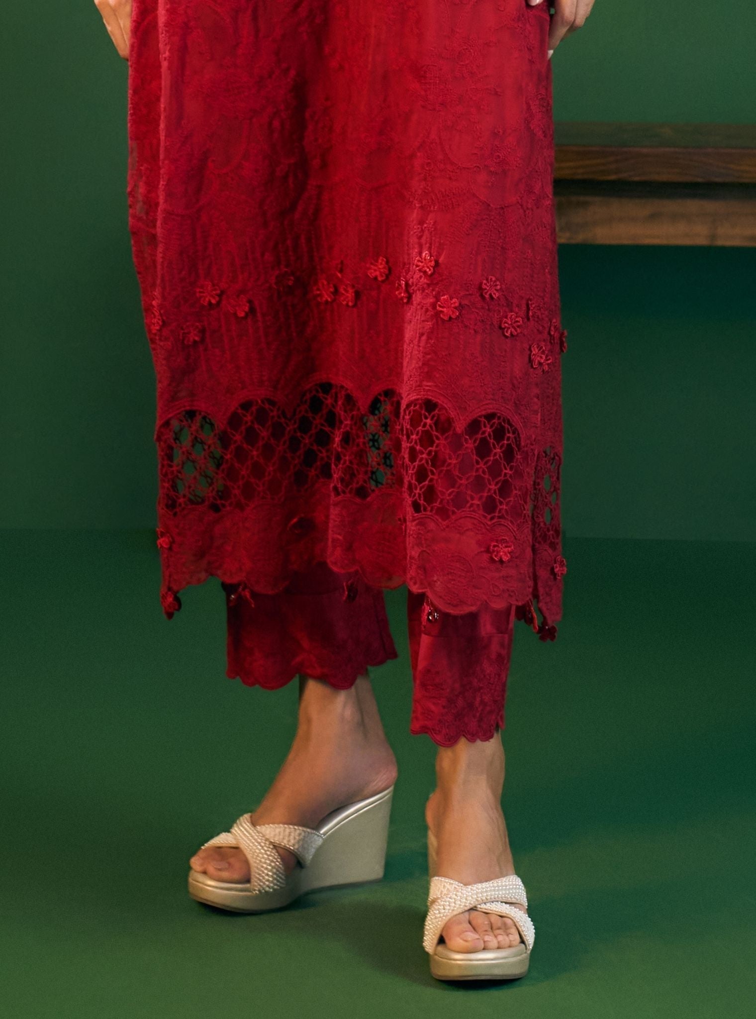 Ina Organza Red Kurta Set