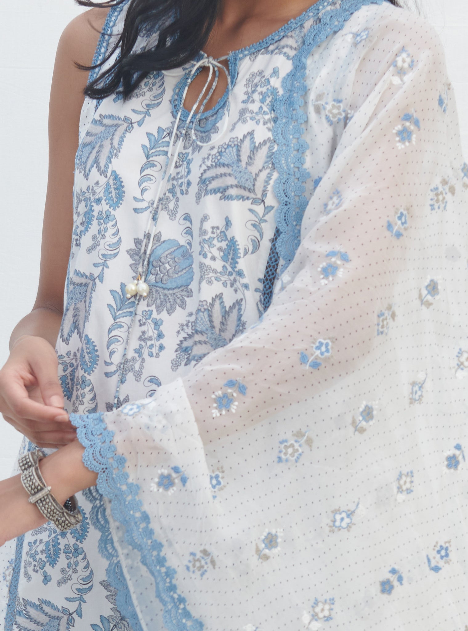 Sakura Supima Cotton Blue Kurta Set