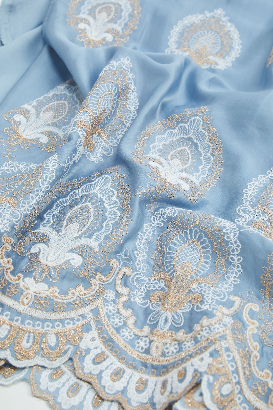 Mulmul Cupro silk Sydney Blue Kurta With Sydney Blue Pant