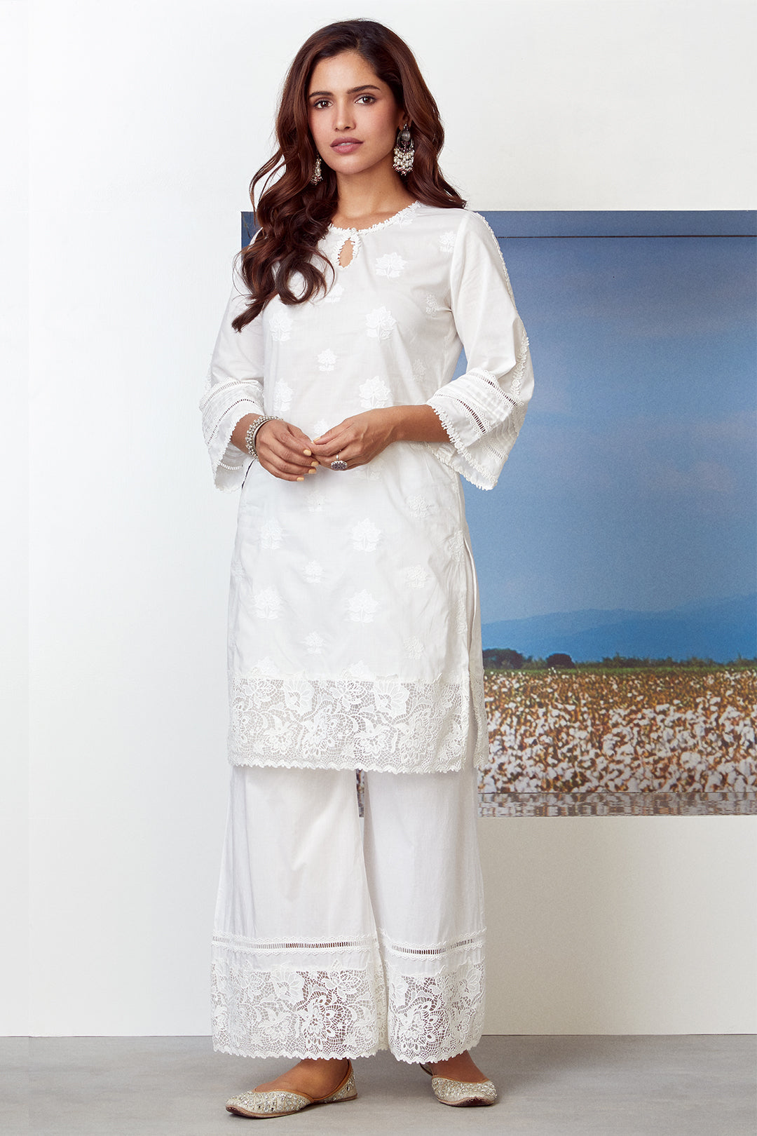 Mulmul Supima Cotton Sunkissed White Kurta