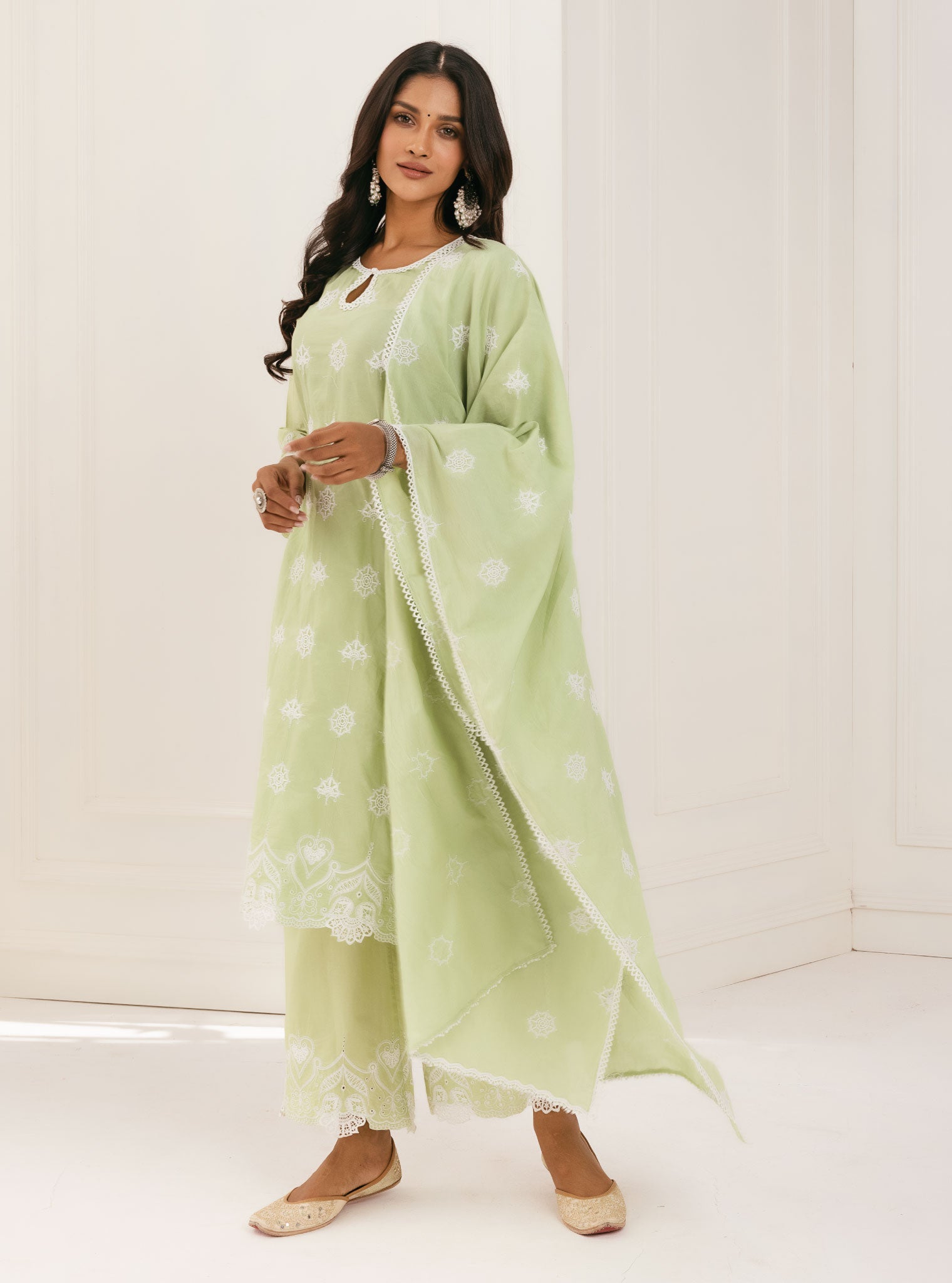 Mulmul Supima Cotton Tia Green Kurta