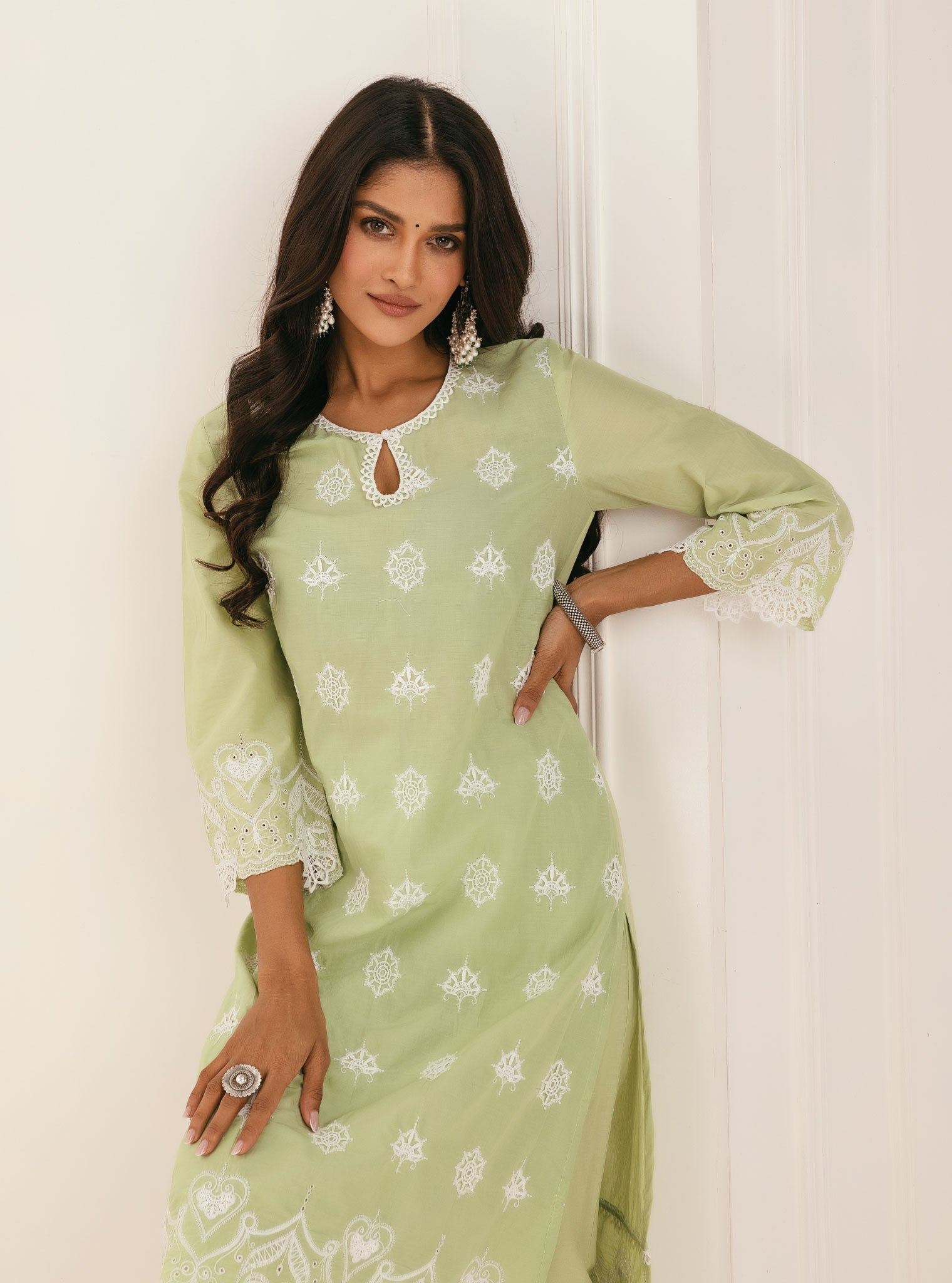 Mulmul Supima Cotton Tia Green Kurta