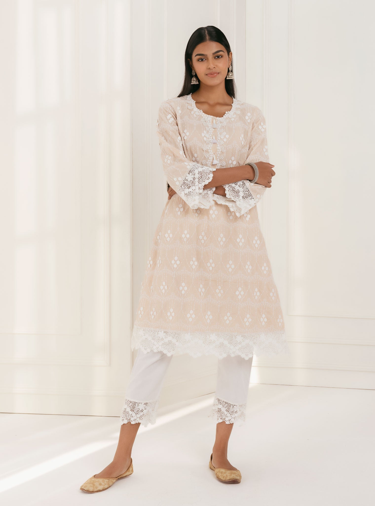 Tirchy Supima Cotton Beige Kurta Set