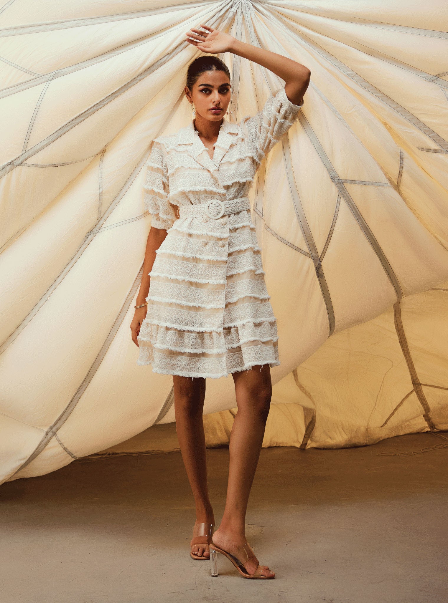 Cass Organza Khaki Dress