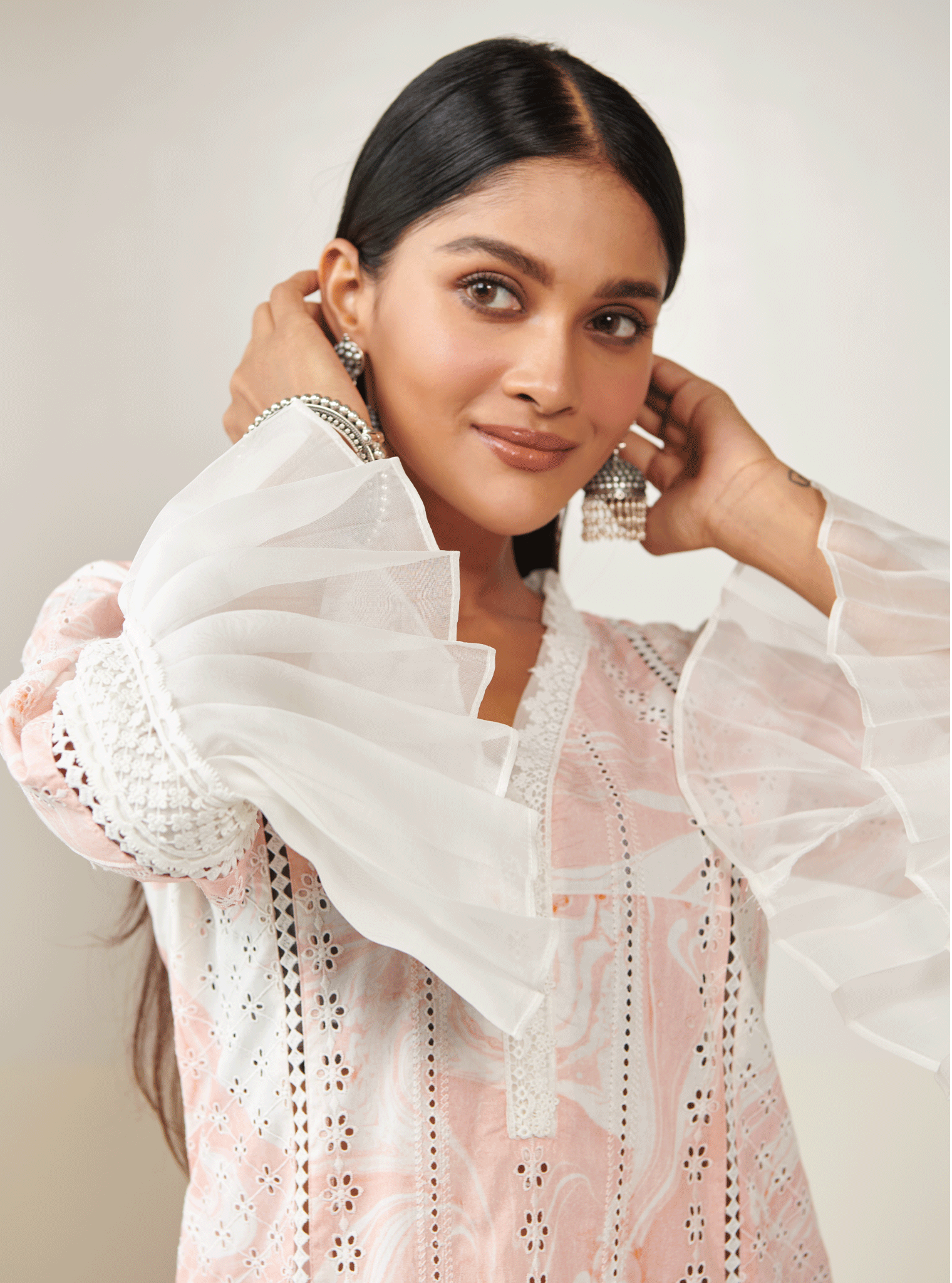 Mulmul Supima Cotton Ollin Pink Kurta