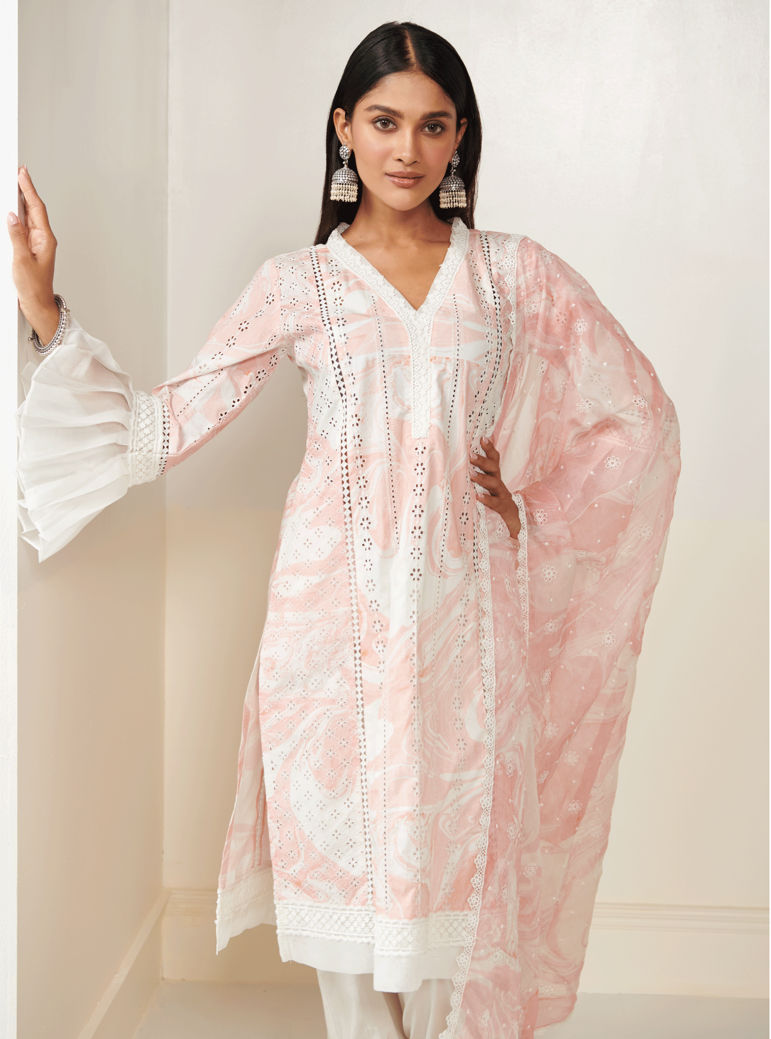 Mulmul Supima Cotton Ollin Pink Kurta