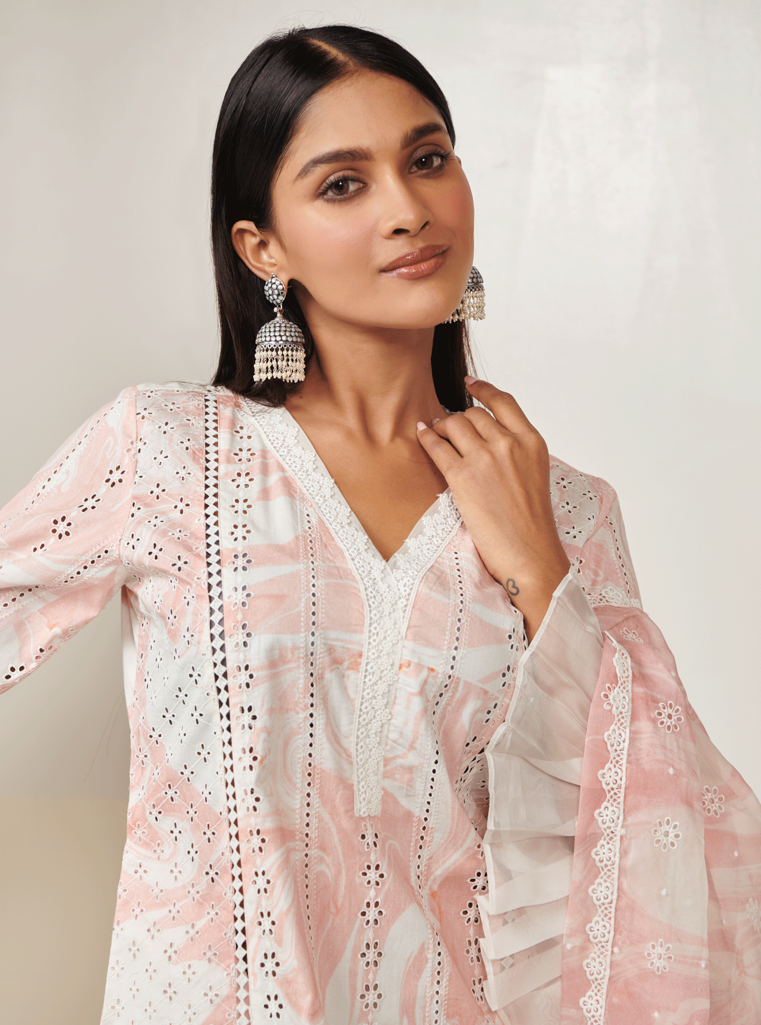 Mulmul Supima Cotton Ollin Pink Kurta