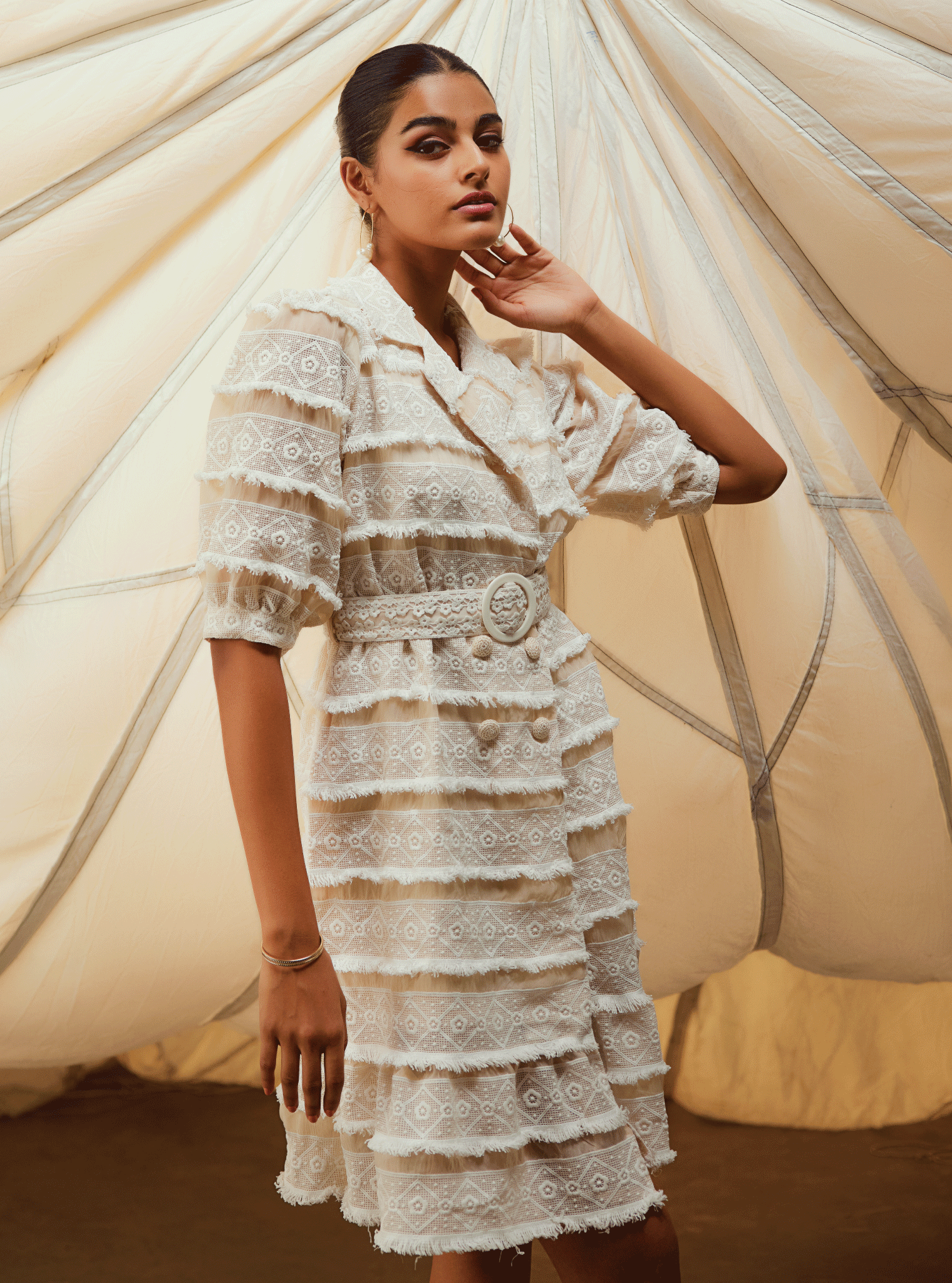 Cass Organza Khaki Dress