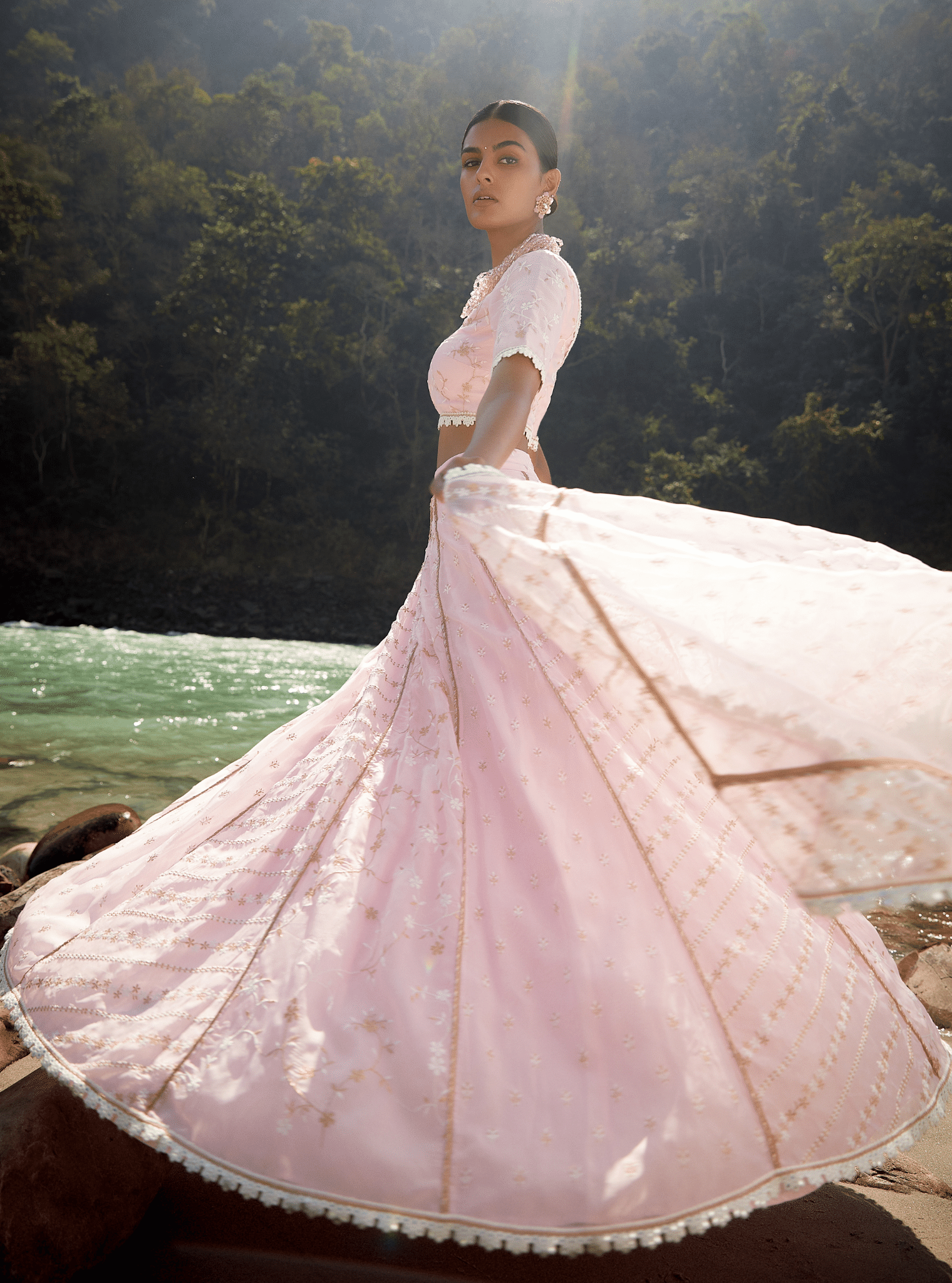 Keylong Organza Pink Lehenga