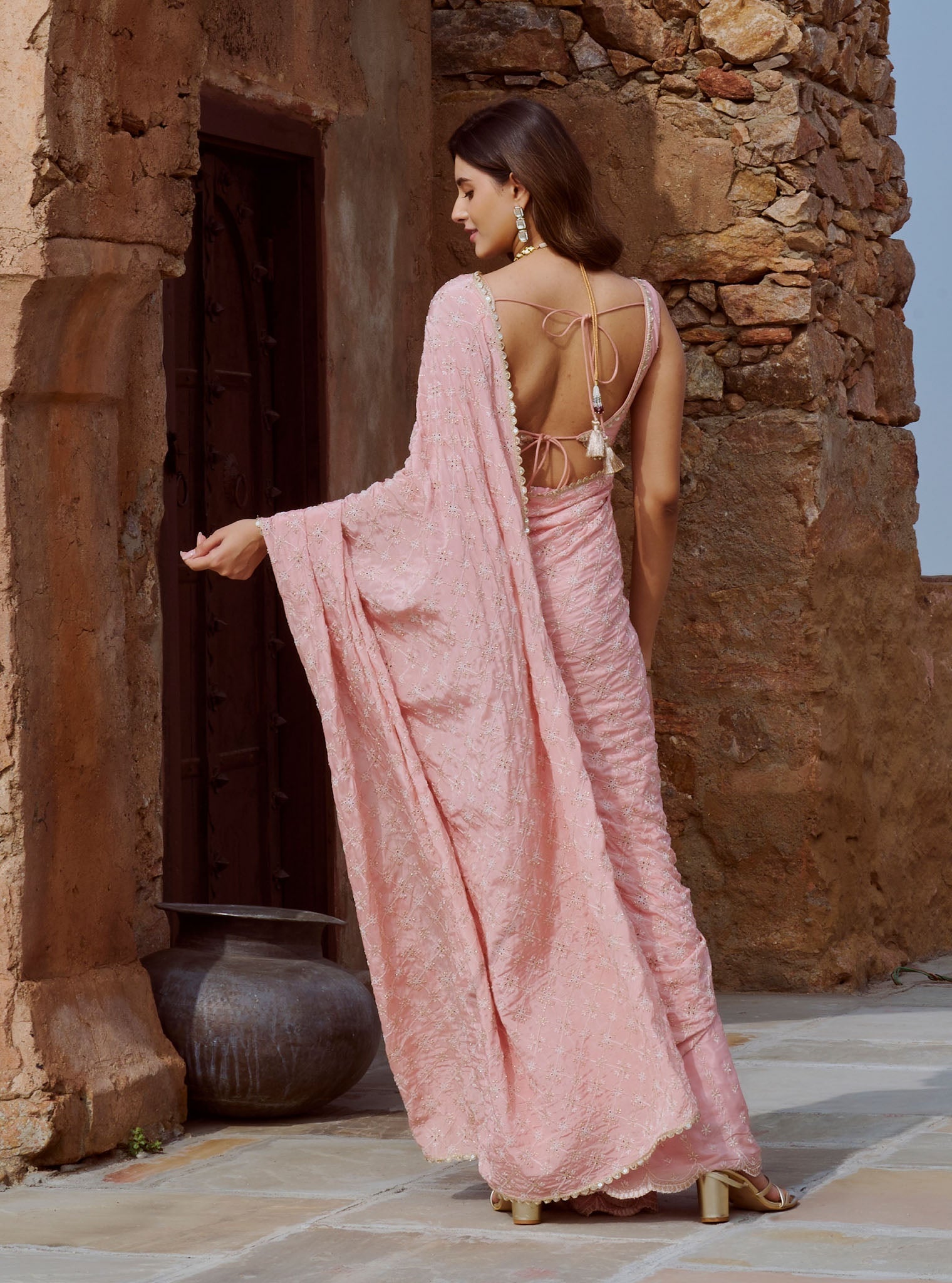 Banni Crepe Pink Saree