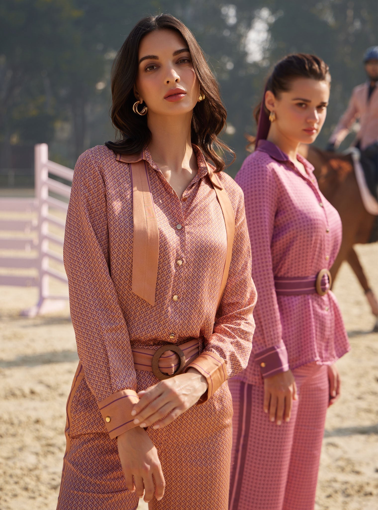 Eos Cupro Printed Brown Co-ord Set