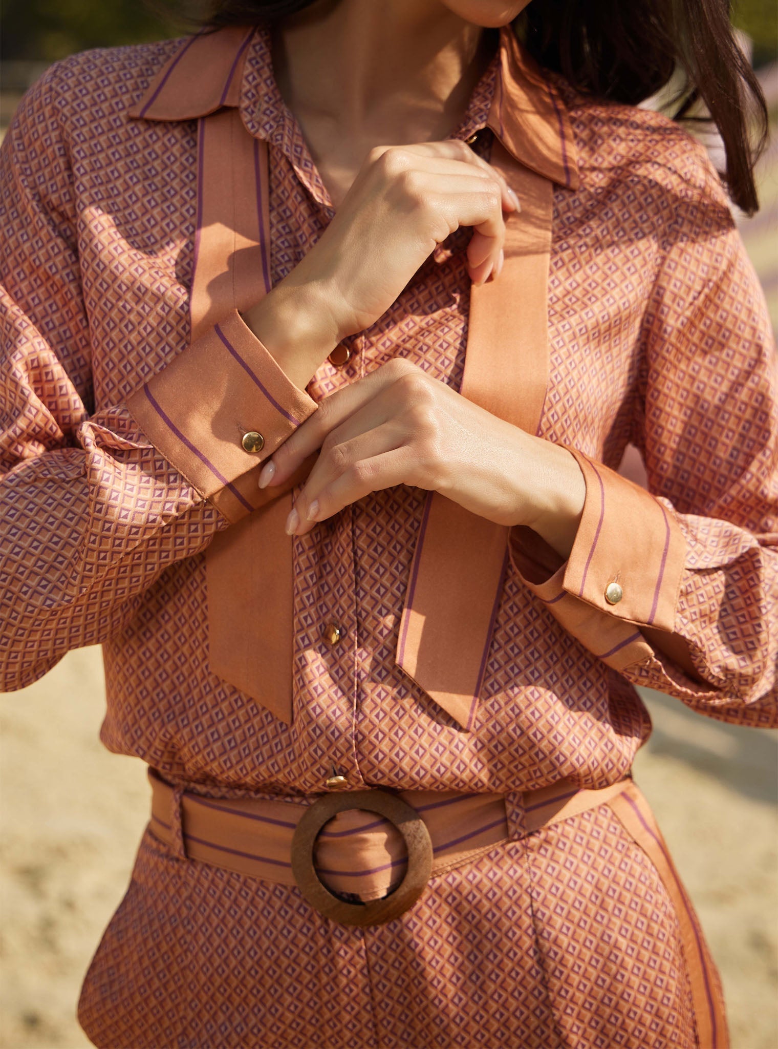 Eos Cupro Printed Brown Co-ord Set