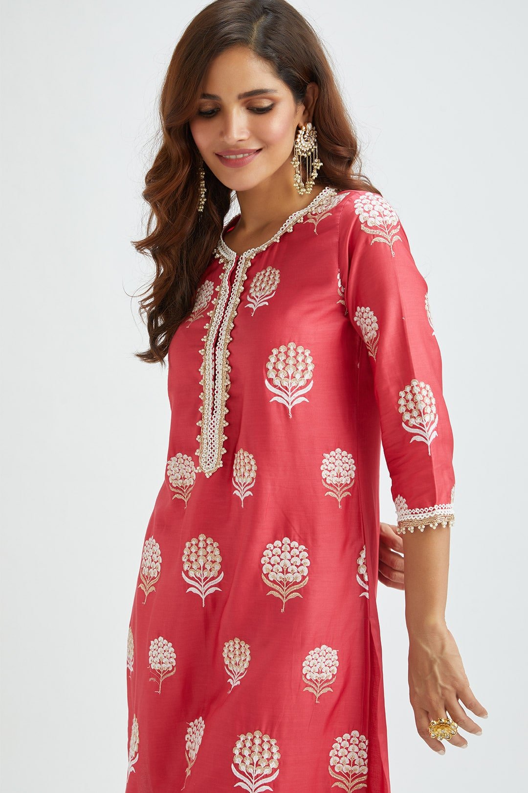 Amira Red KurtaKurtaShop MulmulAmira Red Kurta