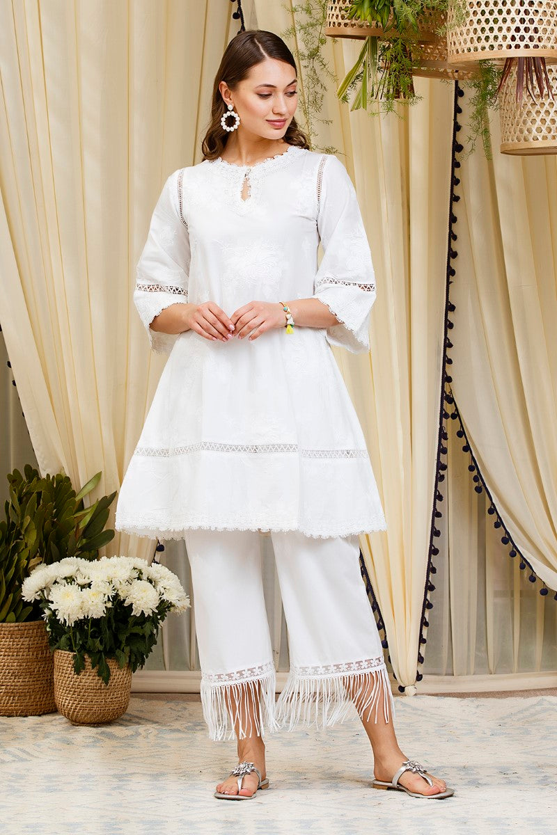 Mulmul Cotton Sunflower Kurta With New Poppy Pyajama
