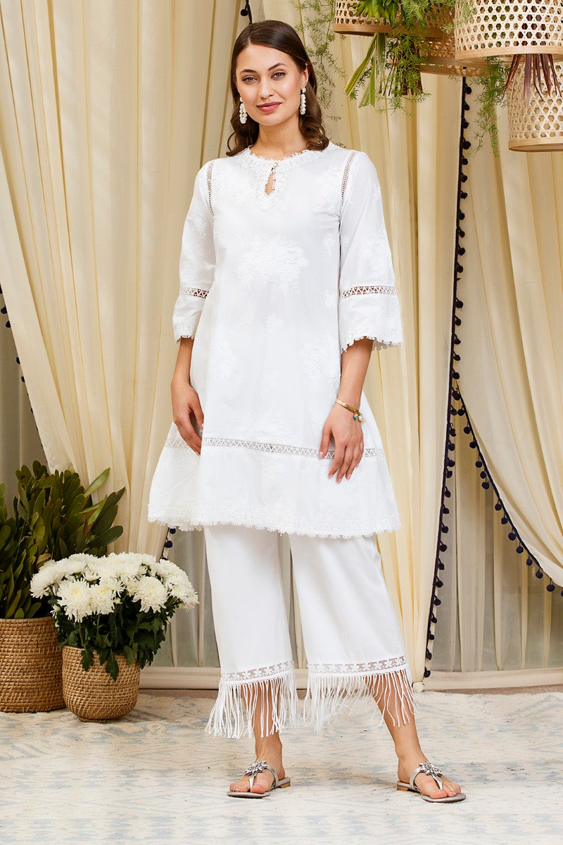 Mulmul Cotton Sunflower Kurta With New Poppy Pyajama
