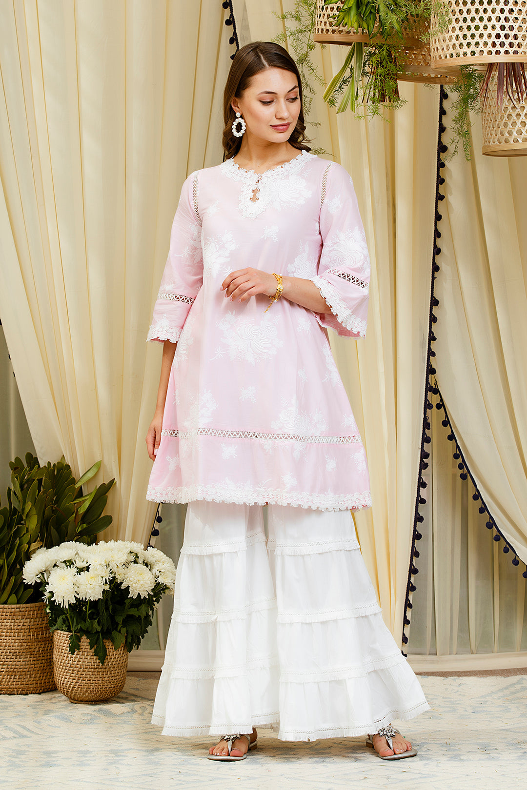 Sunflower Pink Kurta with Garara Set