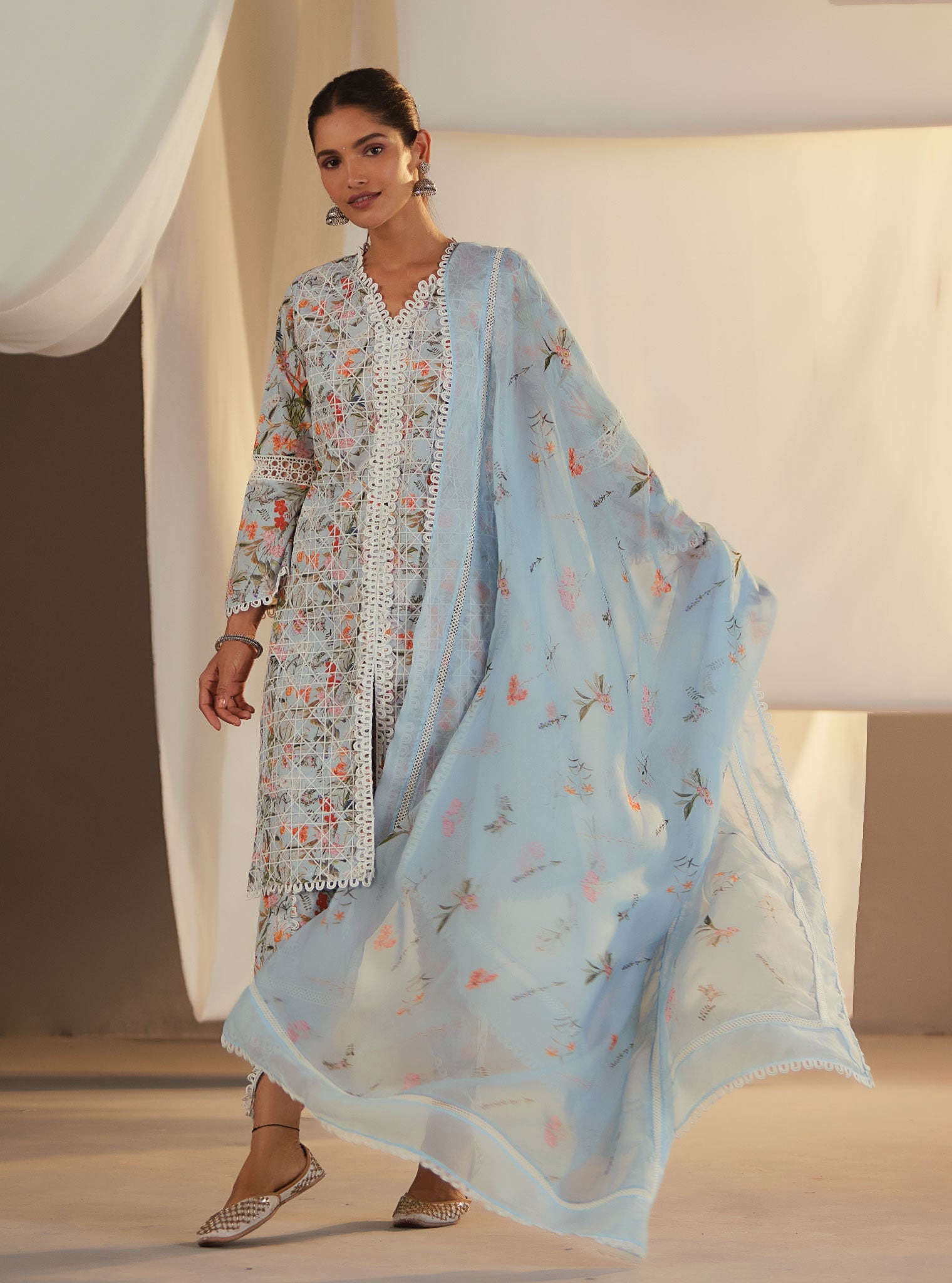 Corelli Supima Cotton Blue Kurta Set