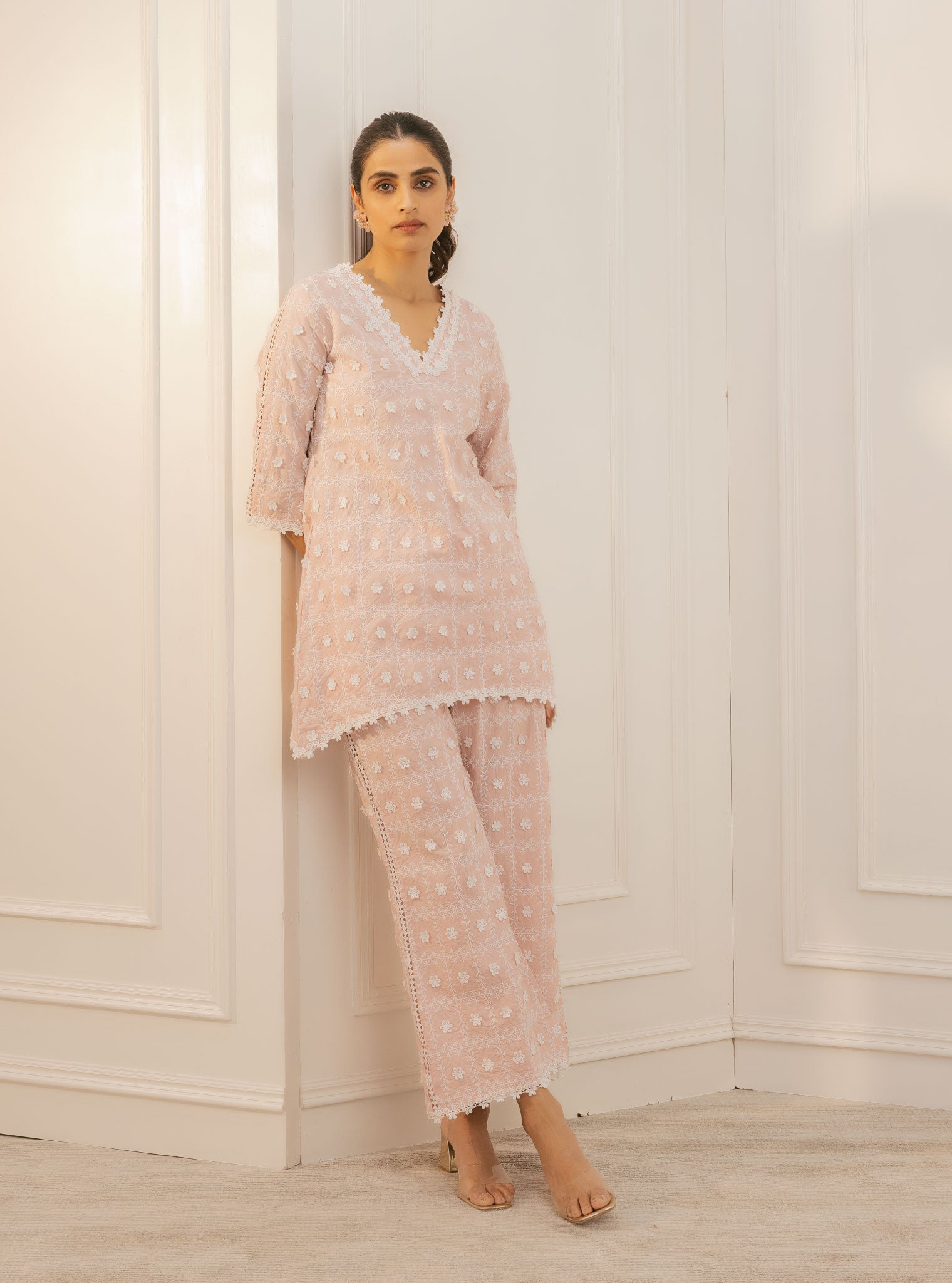 Cove Supima Cotton Pink Top with Pant Set