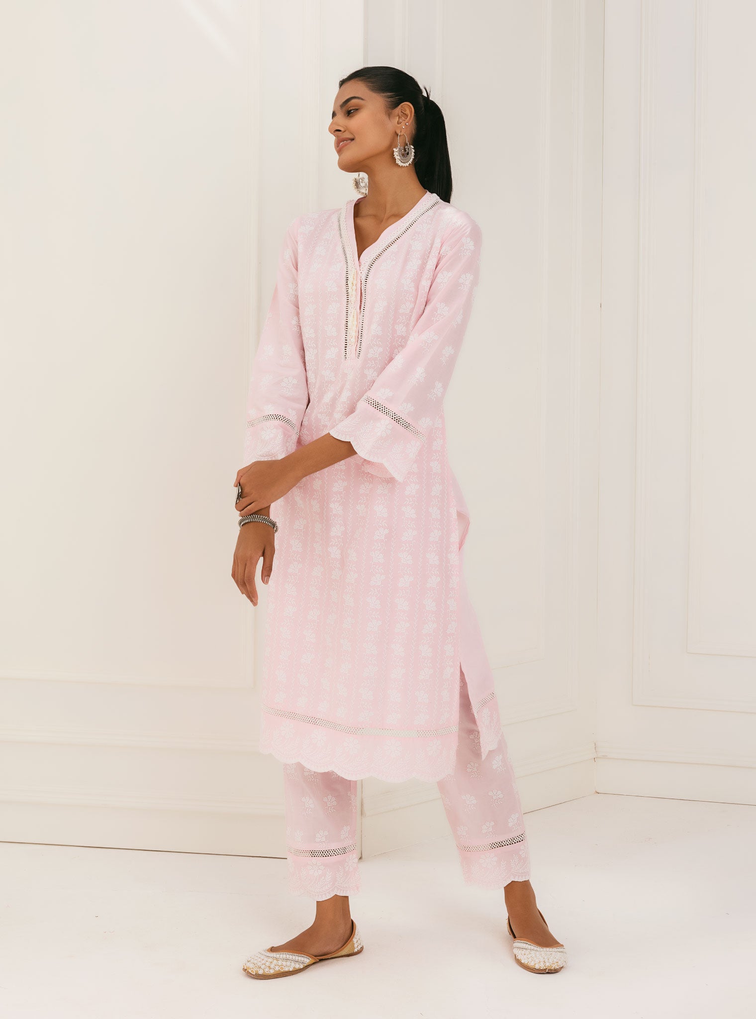 Dharni Supima Cotton Pink Kurta Set