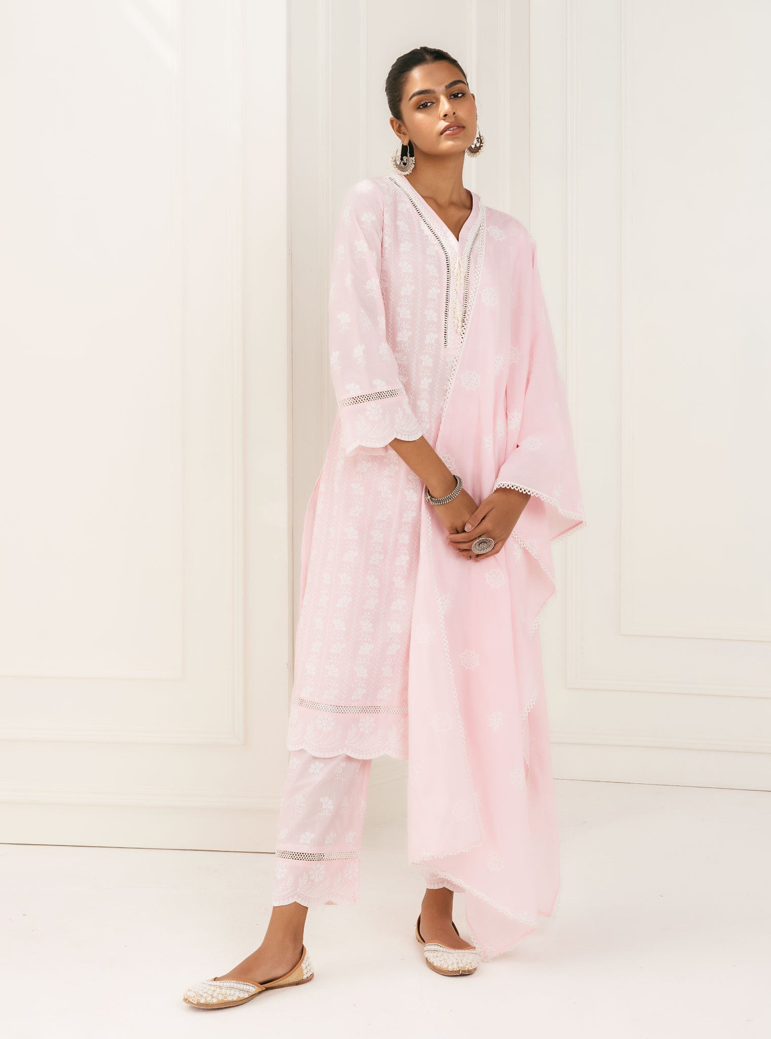 Dharni Supima Cotton Pink Kurta Set