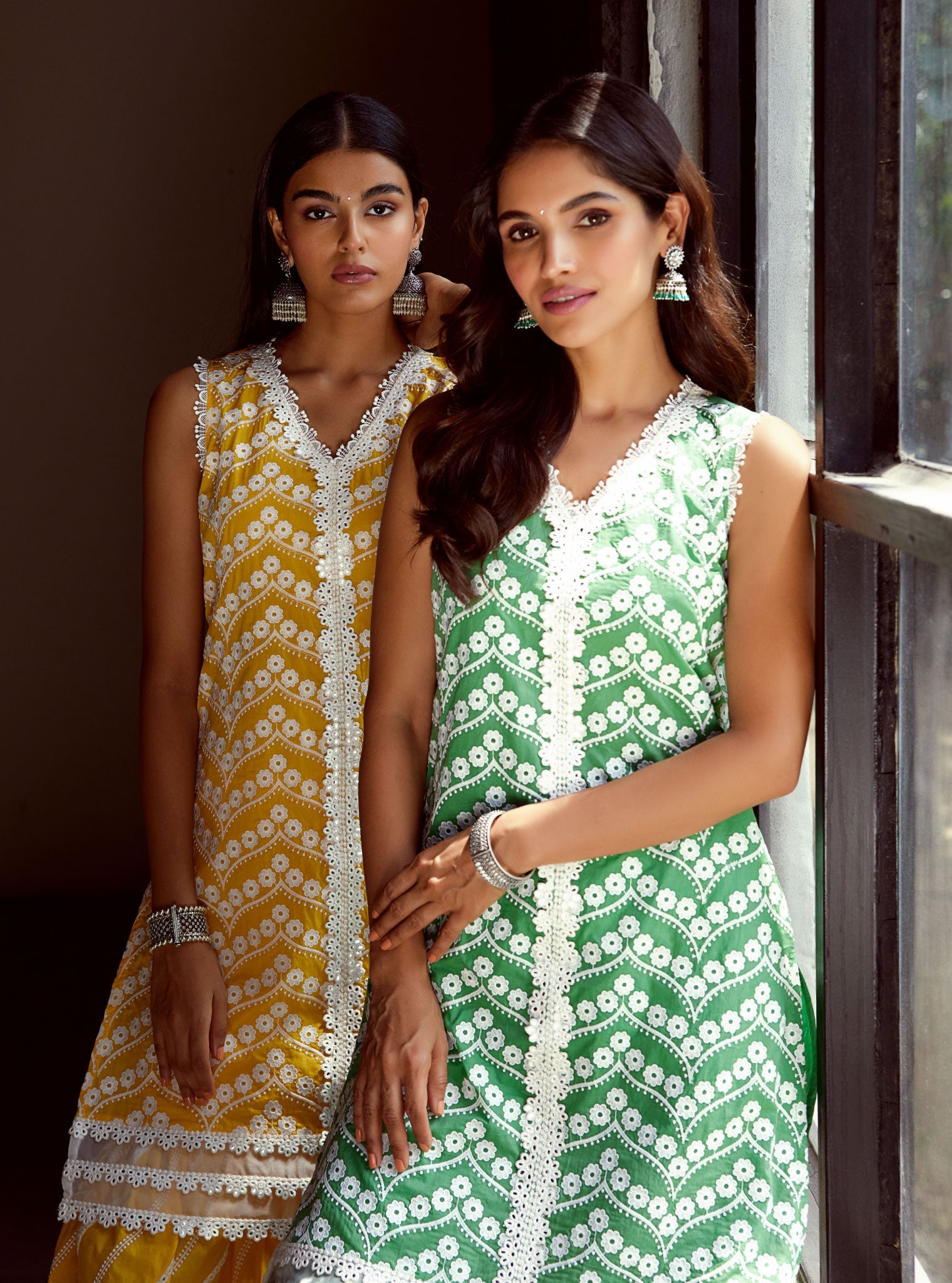 Gabriella Supima Cotton Green Kurta with Garara Set
