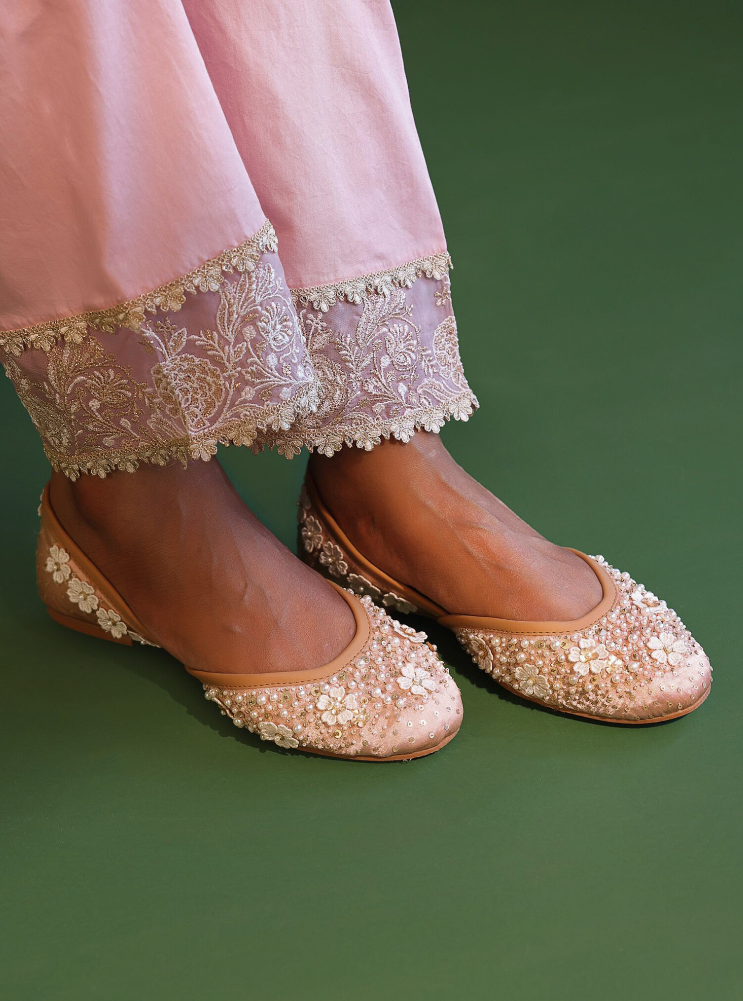 Mulmul Eshaal Rose Gold Vegan Jutti