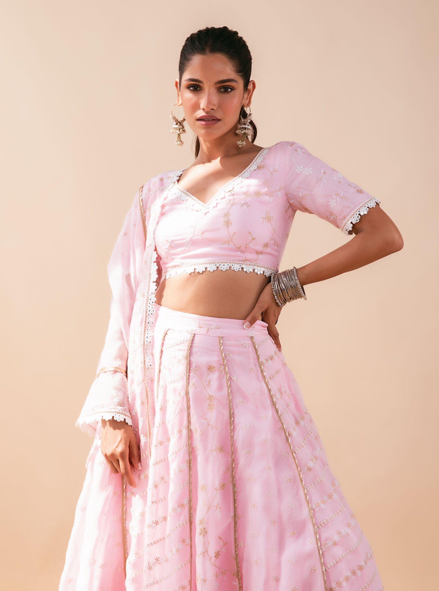 Keylong Organza Pink Lehenga